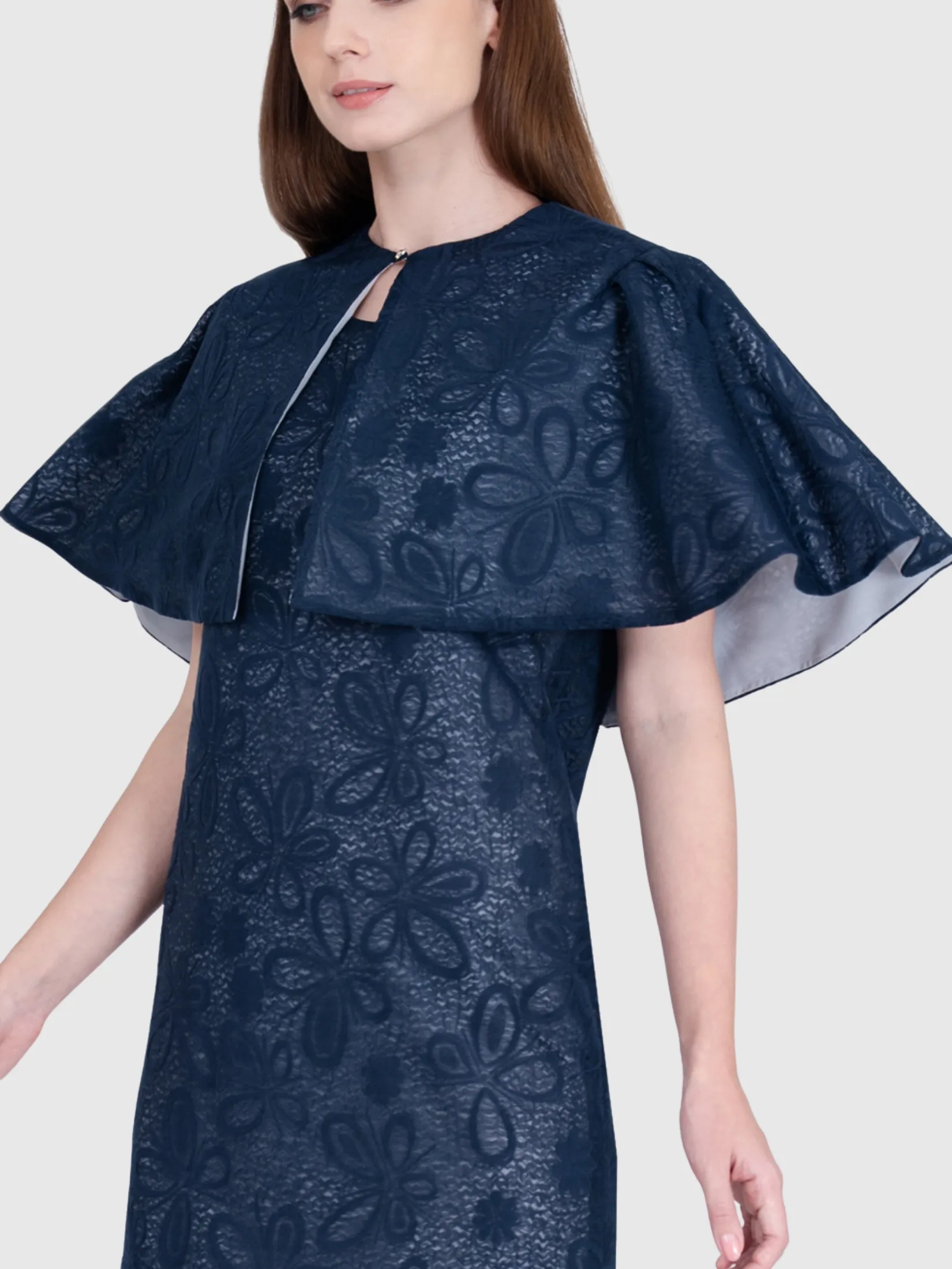 VERONIQA Women Dress Short Sleeves Fancy Navy Blue