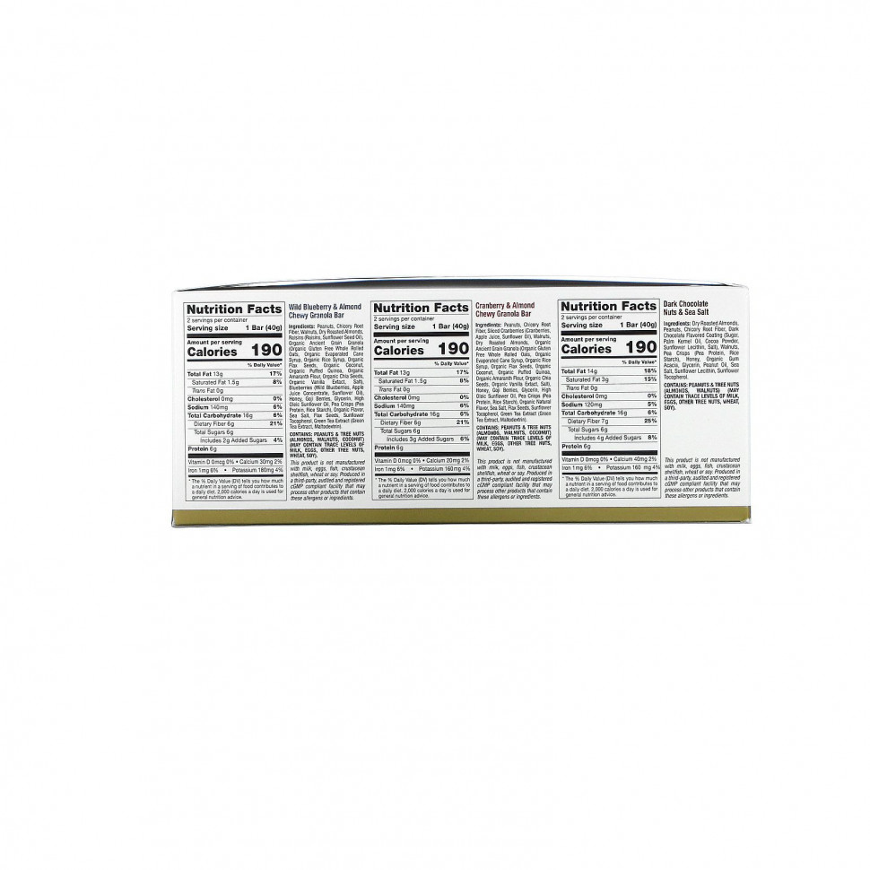 California Gold Nutrition, FOODS, батончики-снеки, ассорти вкусов, 12 батончиков по 40 г (1,4 унции)