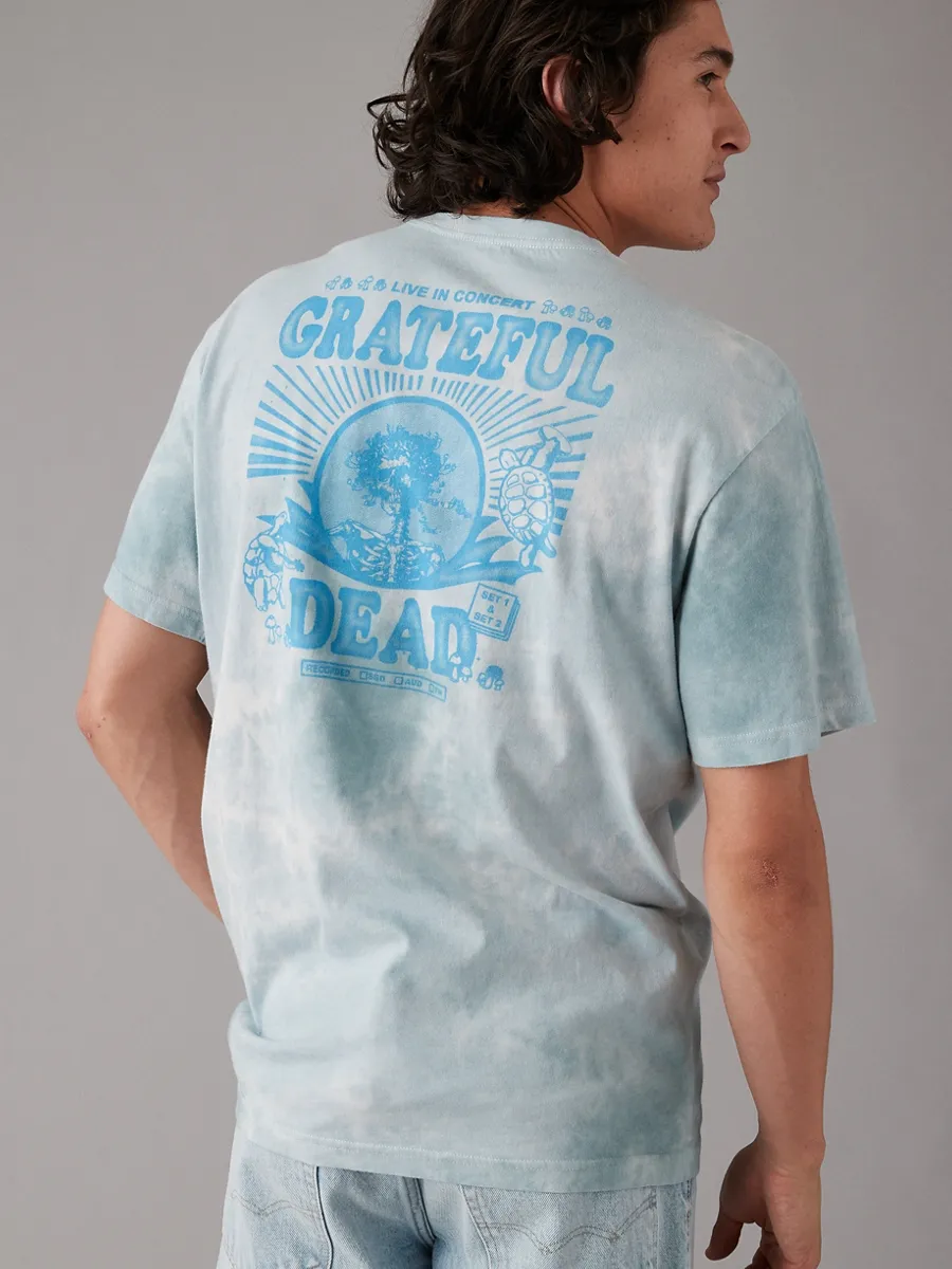 AMERICAN EAGLE MEN G SS GDEAD 3RD PARTY SET IN TEE- PC DYE + COUNTRY WASH 401 LIGHT BLUE