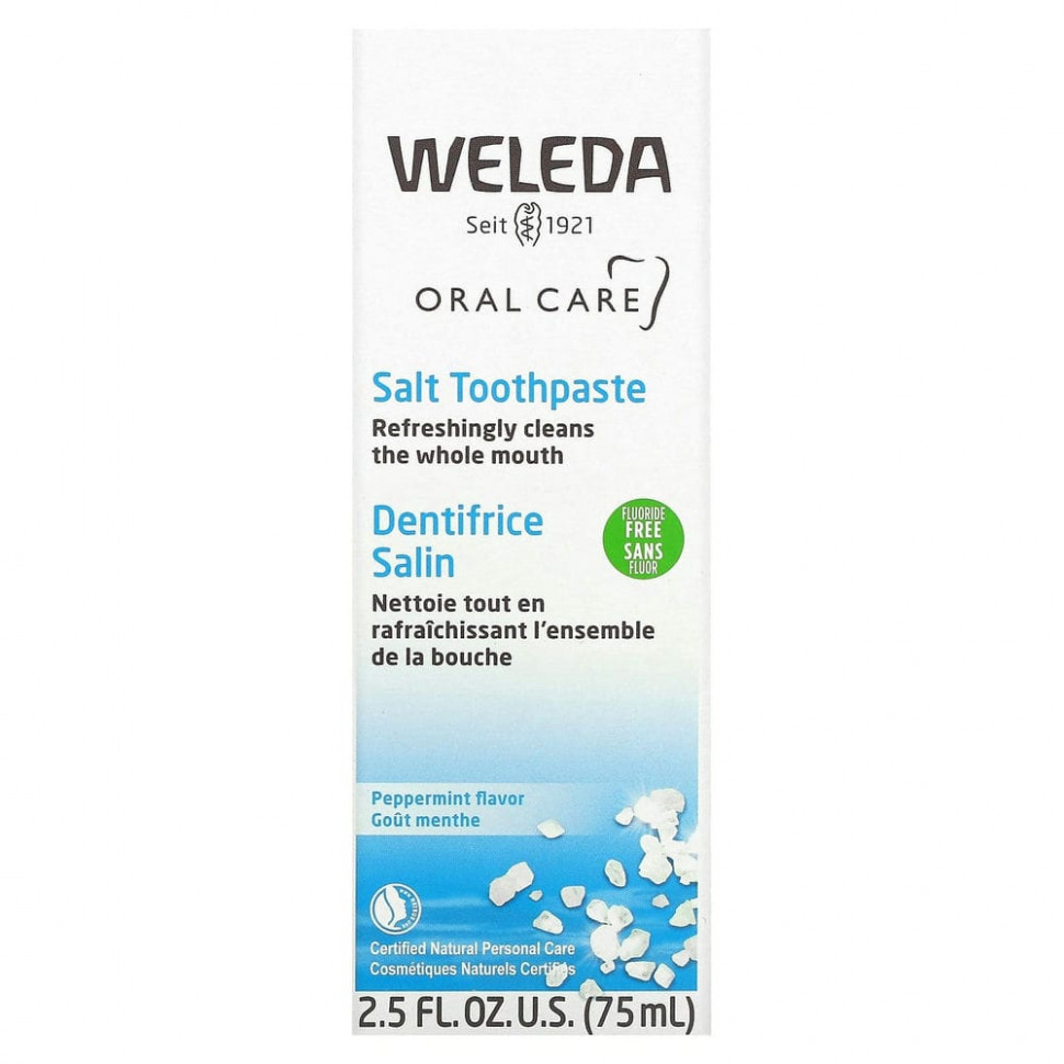 Weleda, Oral Care, солевая зубная паста, без фторидов, со вкусом перечной мяты, 75 мл (2,5 жидк. унции)
