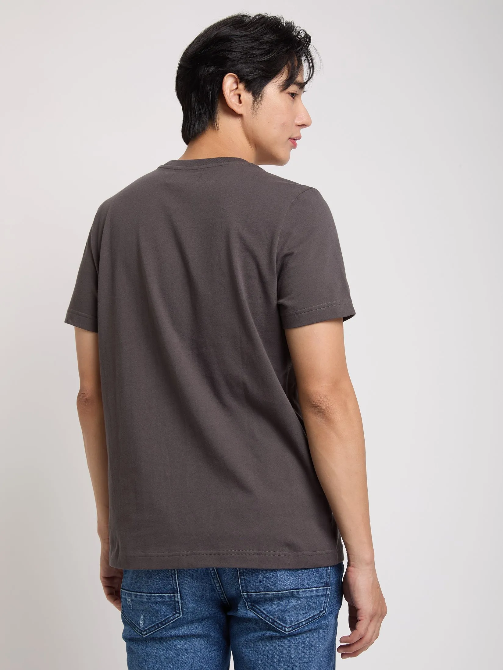 PACIFIC UNION Men T-Shirt Short Sleeves Logo Printed Grey