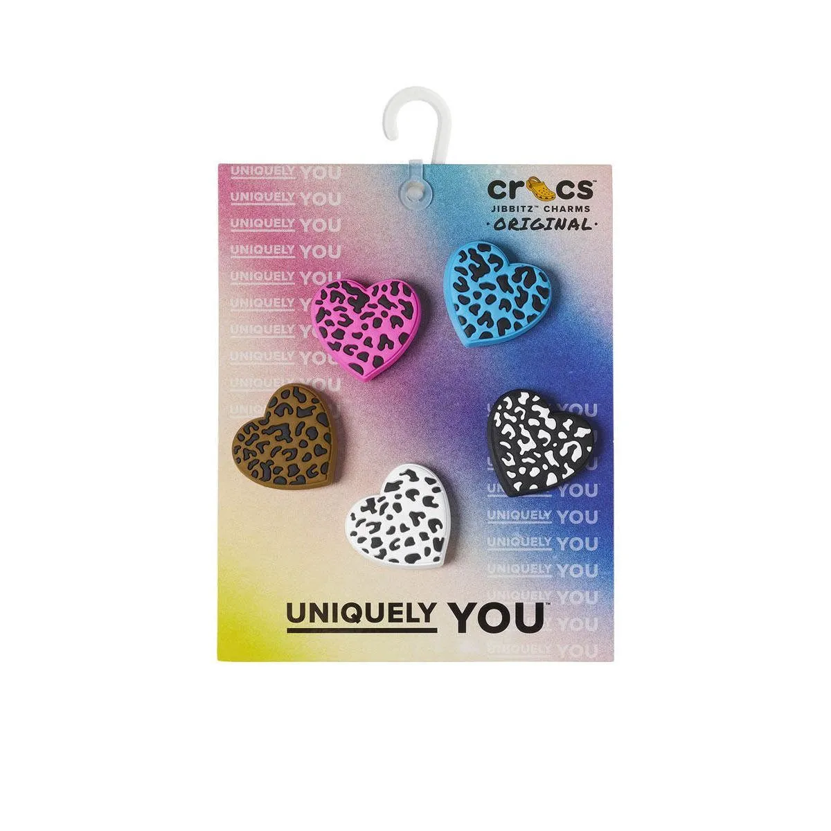 CROCS Jibbitz Shoes Charm Leopard Animal Print Heart 5-Pack Multi Color - CR024AC047DKTH
