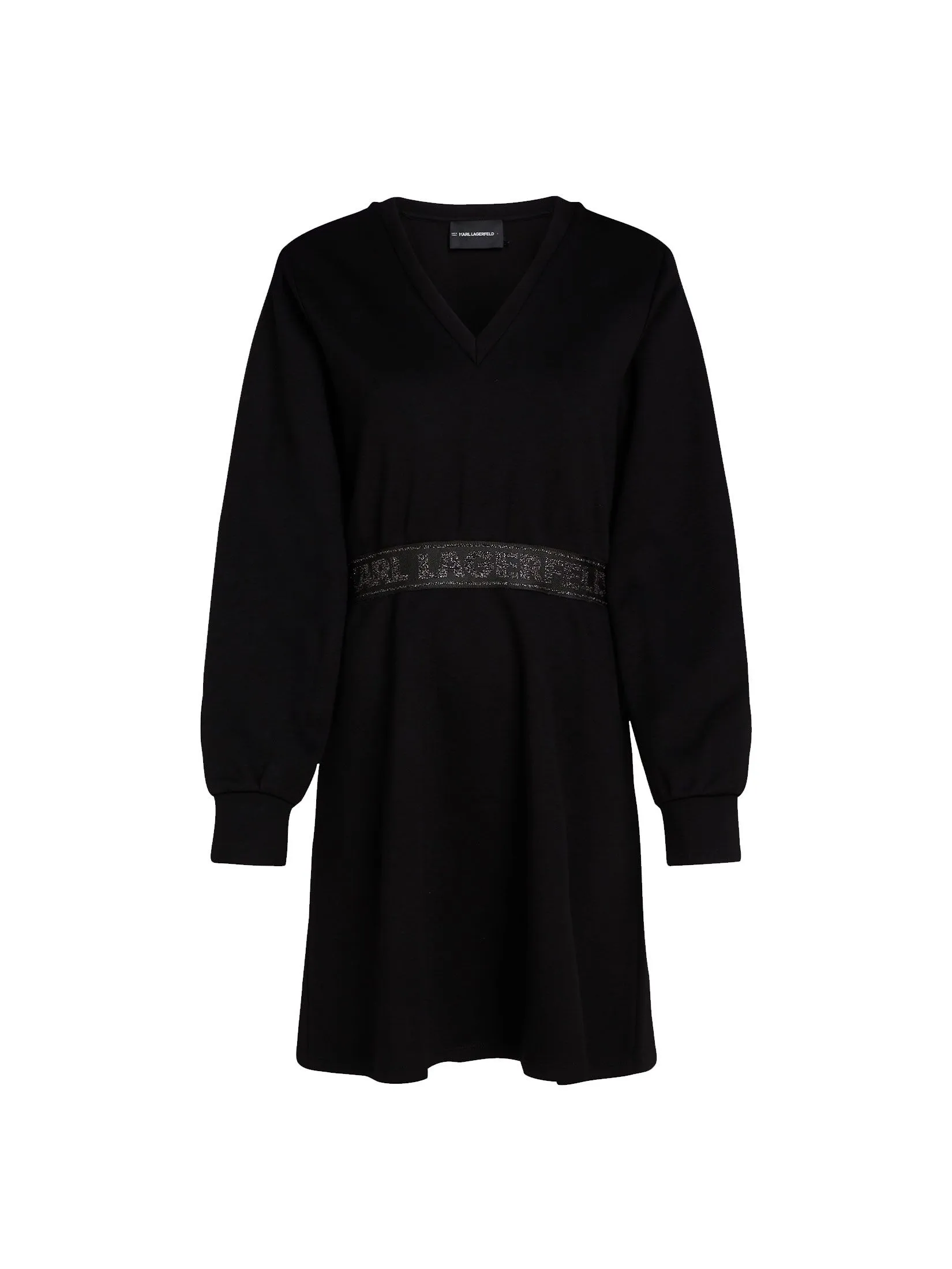 KARL LAGERFELD GLITTER LOGO TAPE SWEATDRESS BLACK