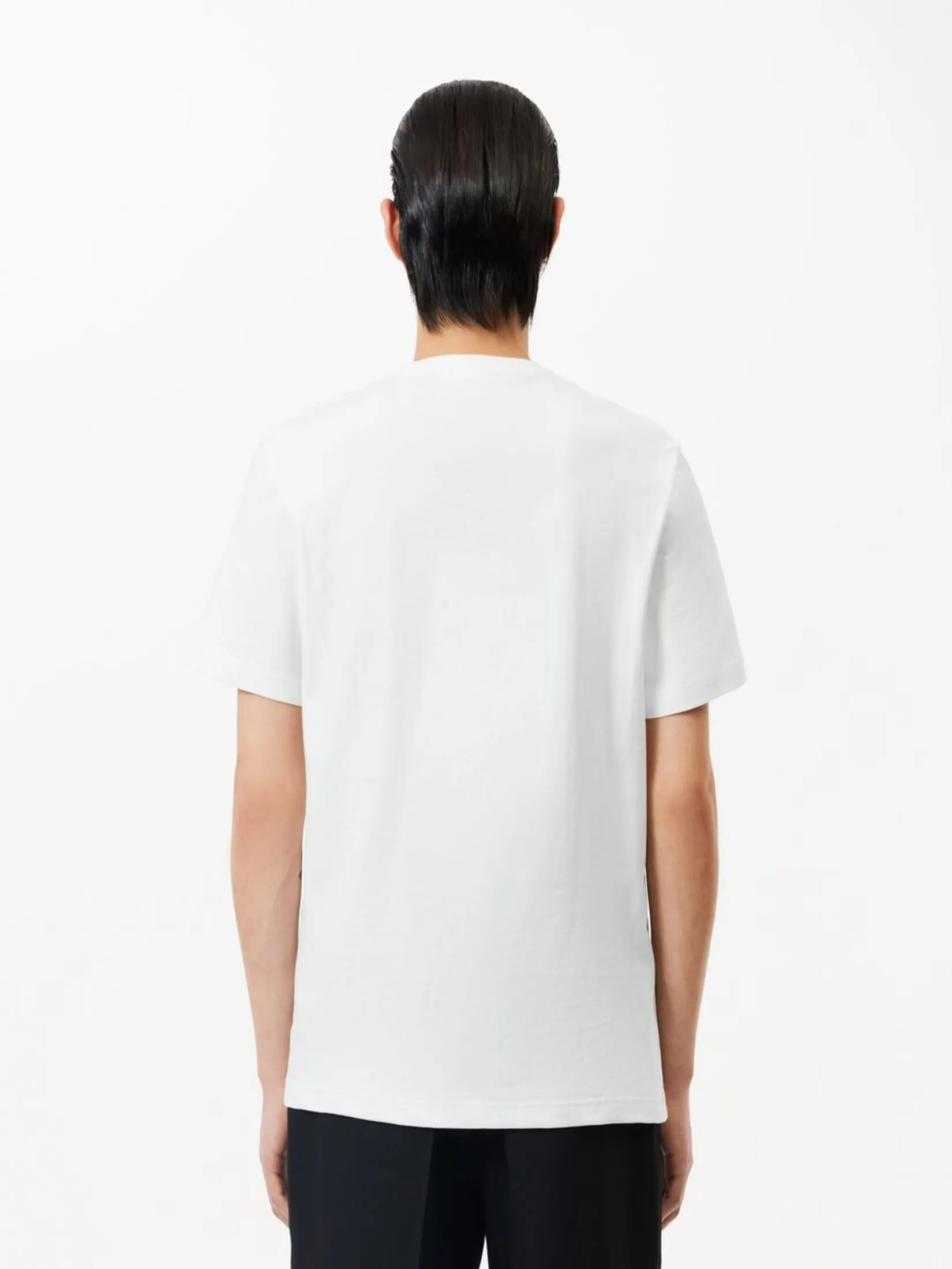 LACOSTE Signature Print Cotton T-shirt White