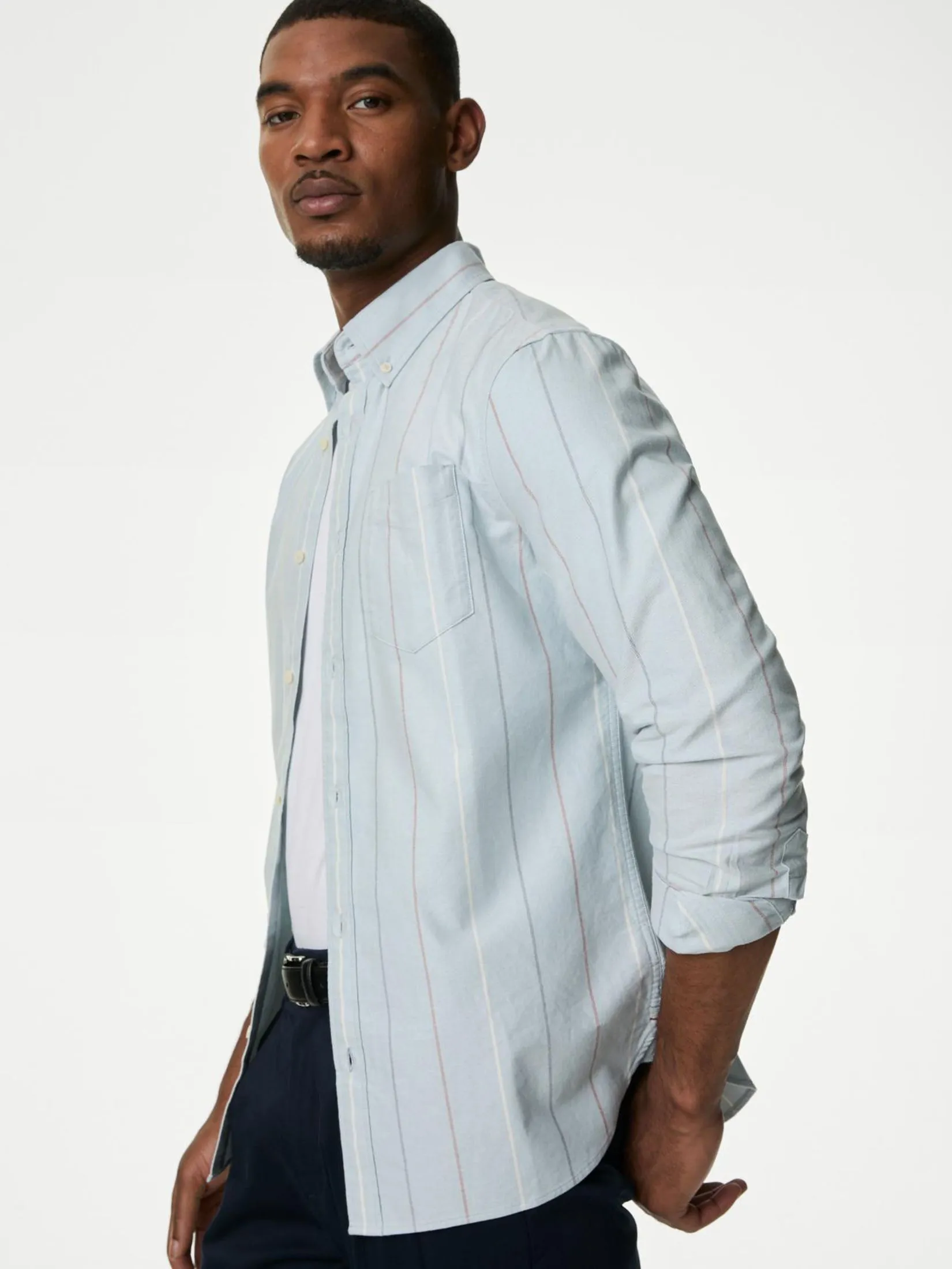 MARKS & SPENCER Men Shirt Pure Cotton Striped Oxford