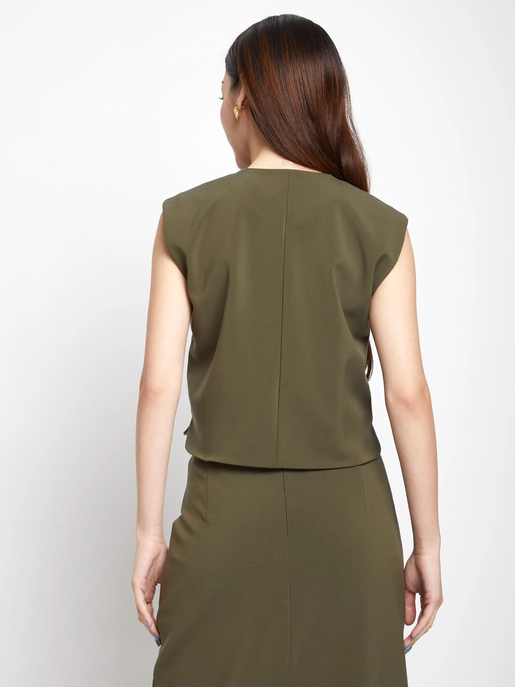 NEXT PHASE Women Blouse Sleeveless Round Neck Front Bottons