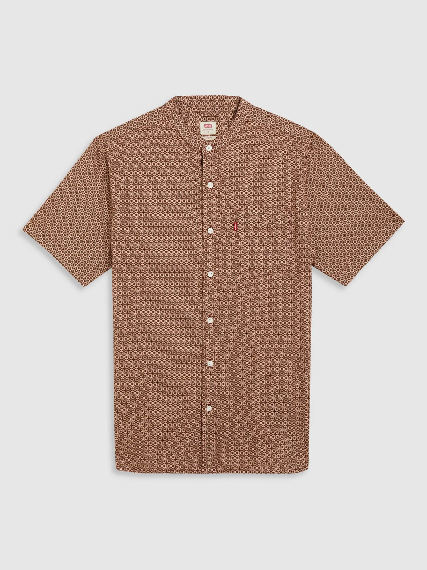 LEVI'S Men's Short-Sleeve Banded Collar Shirt Red