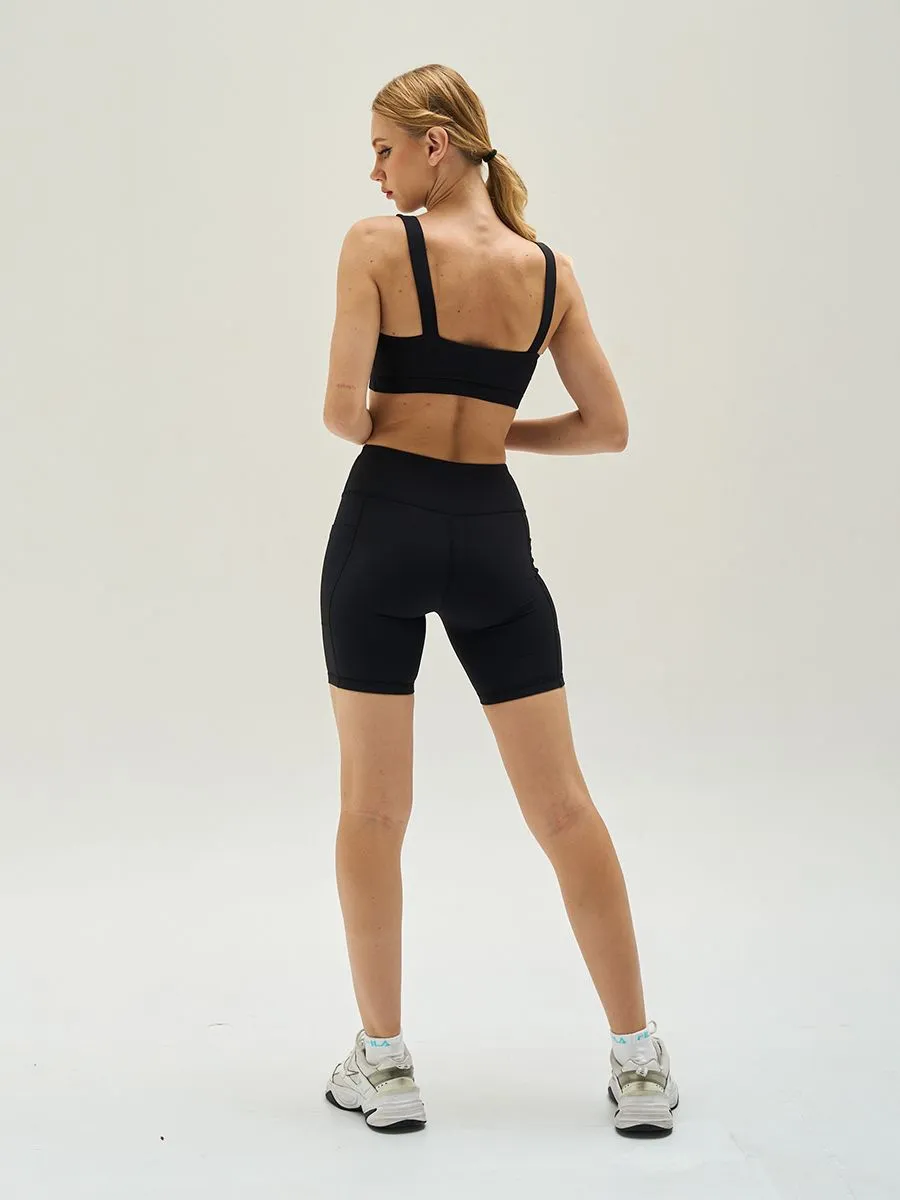 NAPIYONG WOMEN AKI RIBBED SPORTS BRA IN ฺBLACK