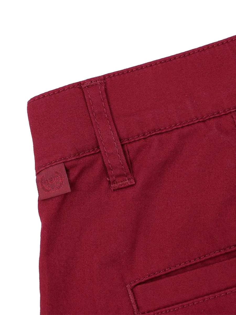 GIORDANO Men's Cotton Slim Hidden Comfort Bermuda (180° Expandable Waistband) Biking red