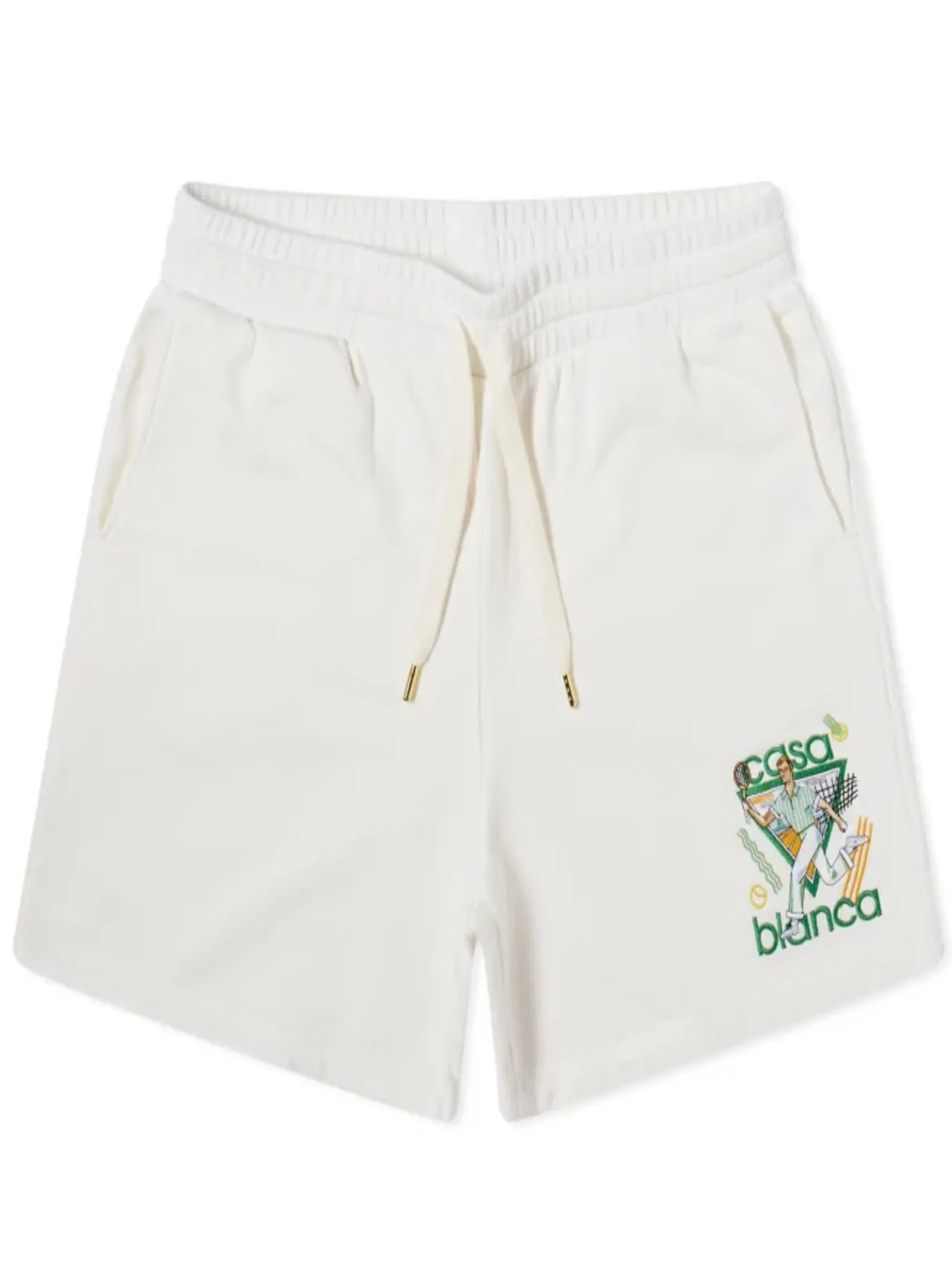 CASABLANCA LE JEU CRAYON EMBROIDERED SWEATSHORTS IN OFF-WHITE LOOPBACK