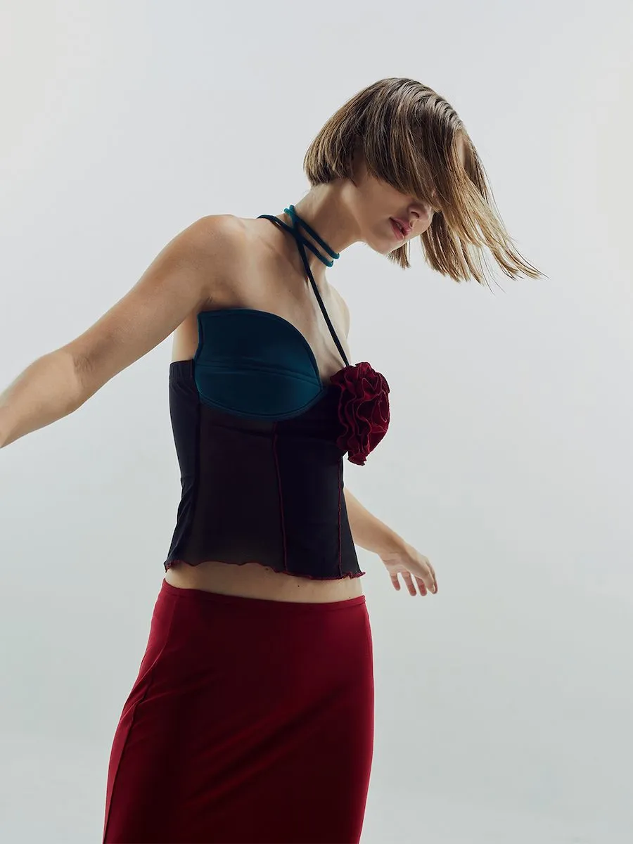 BLACKDOG BKK Women Black bloom tube top