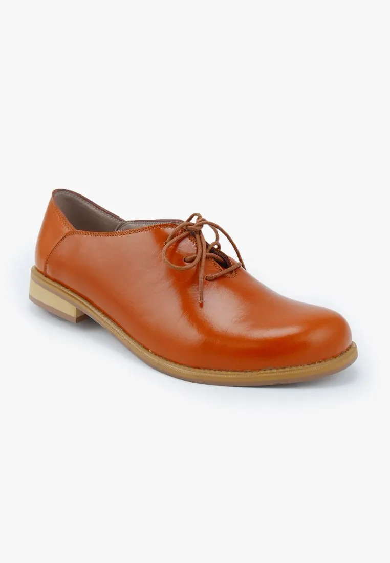 LUIGI BATANI Orange Derby Leather Lace Up Shoes