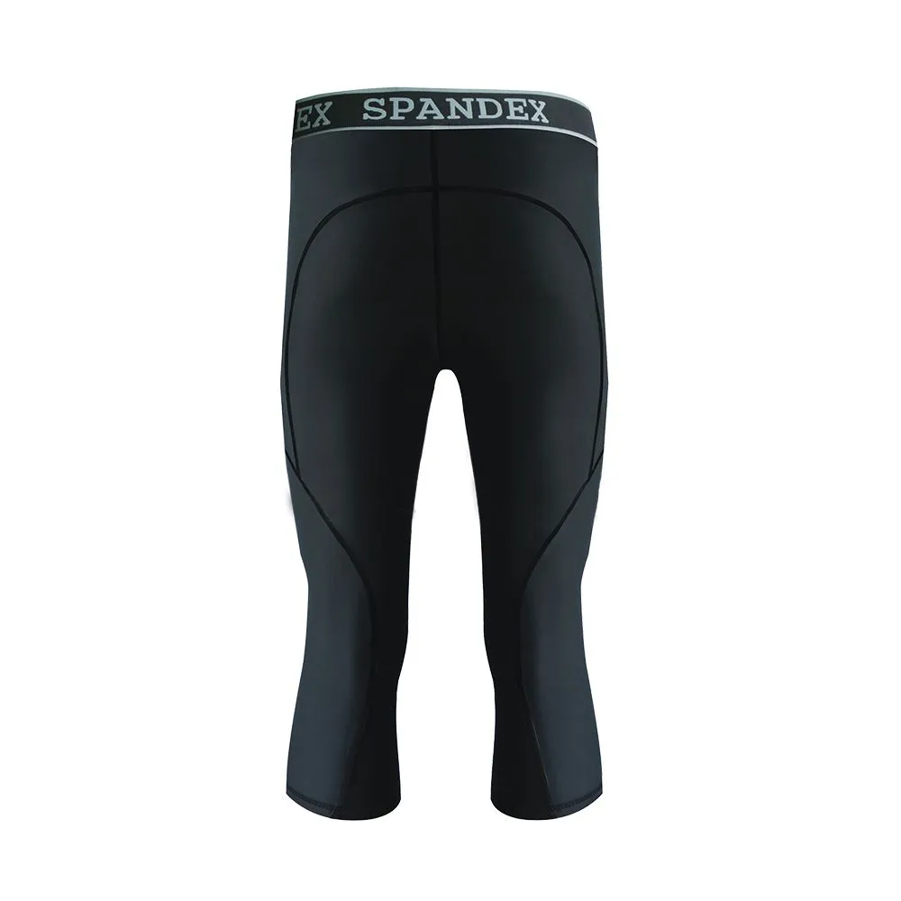 SPANDEX Black/Black-HP002-Compression 3/4 pants