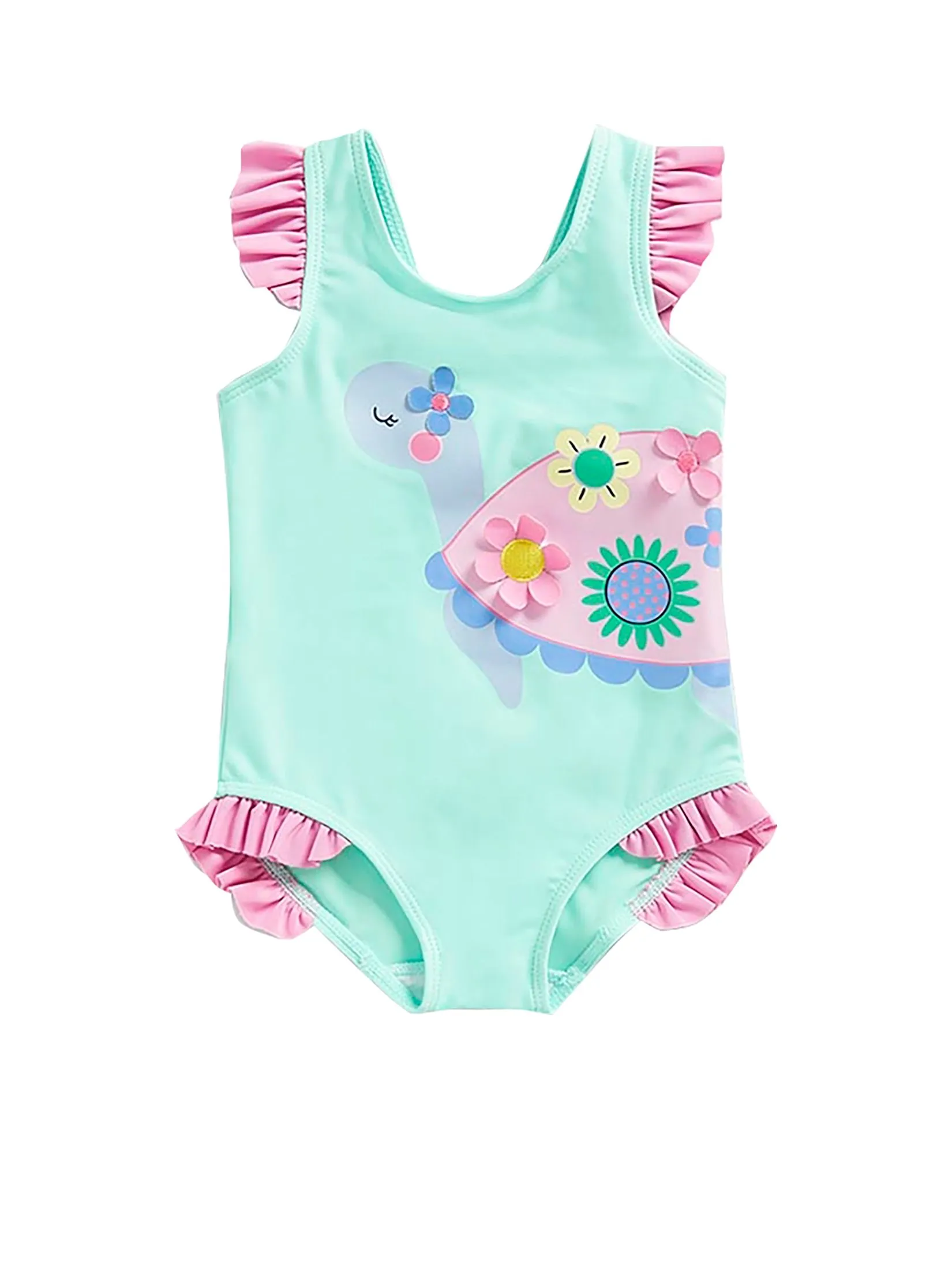 MOTHERCARE Girl Toddler Swimsuit One Piece Turtle Print Multi-Color