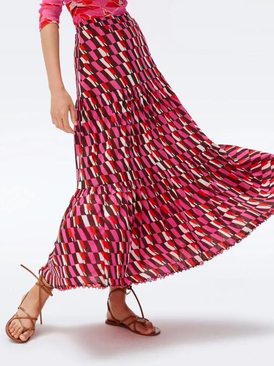 DIANE VON FURSTENBERG DVF AUSTRIA REVERSIBLE SKIRT PAP TUL LG PK ME/AR GEO PK ME