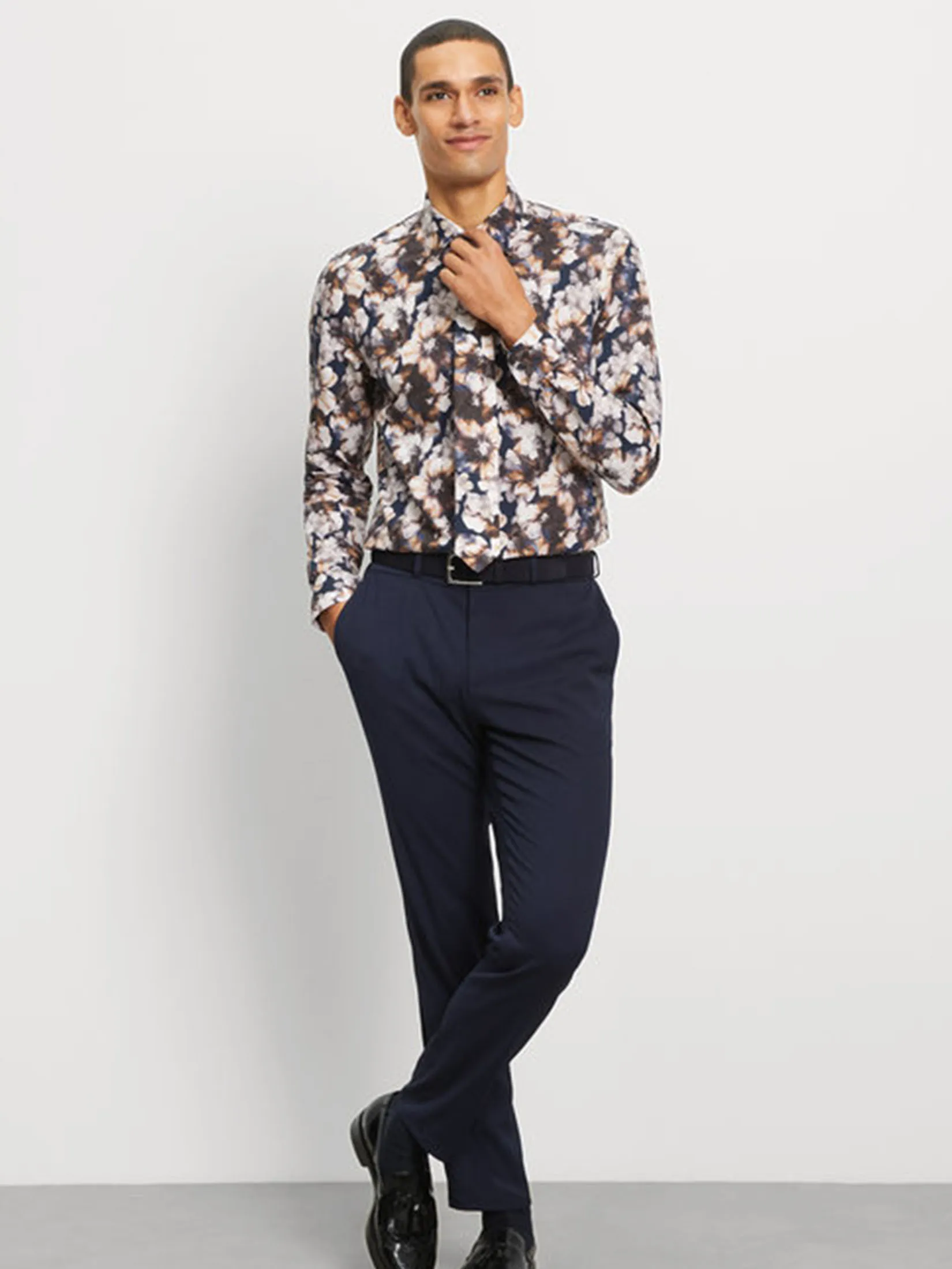 OLYMP MEN S SHIRT LONG SLEEVES CASUAL SHIRT BODY FIT EASY IRON NAVY