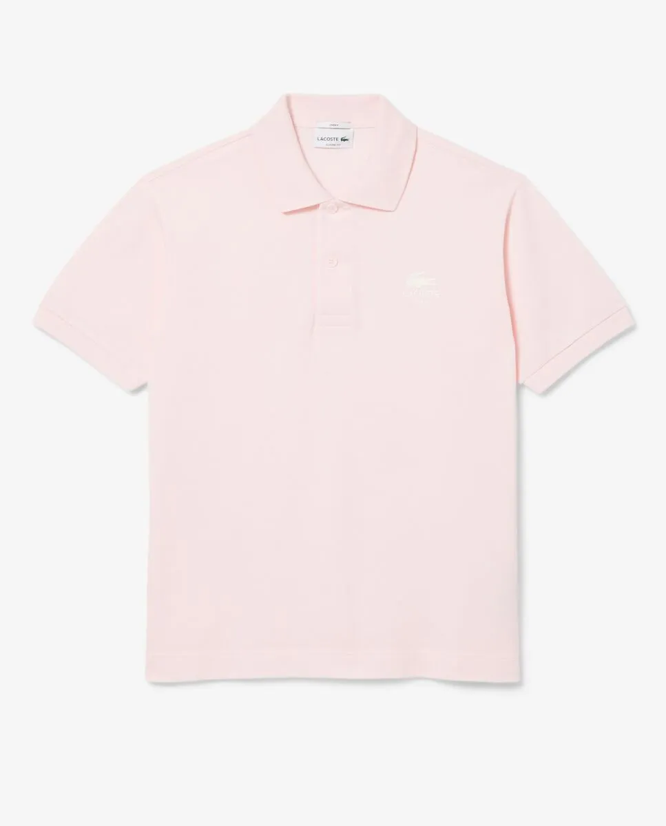 LACOSTE Classic Fit Signature Print L.12.12 Polo Shirt Pink