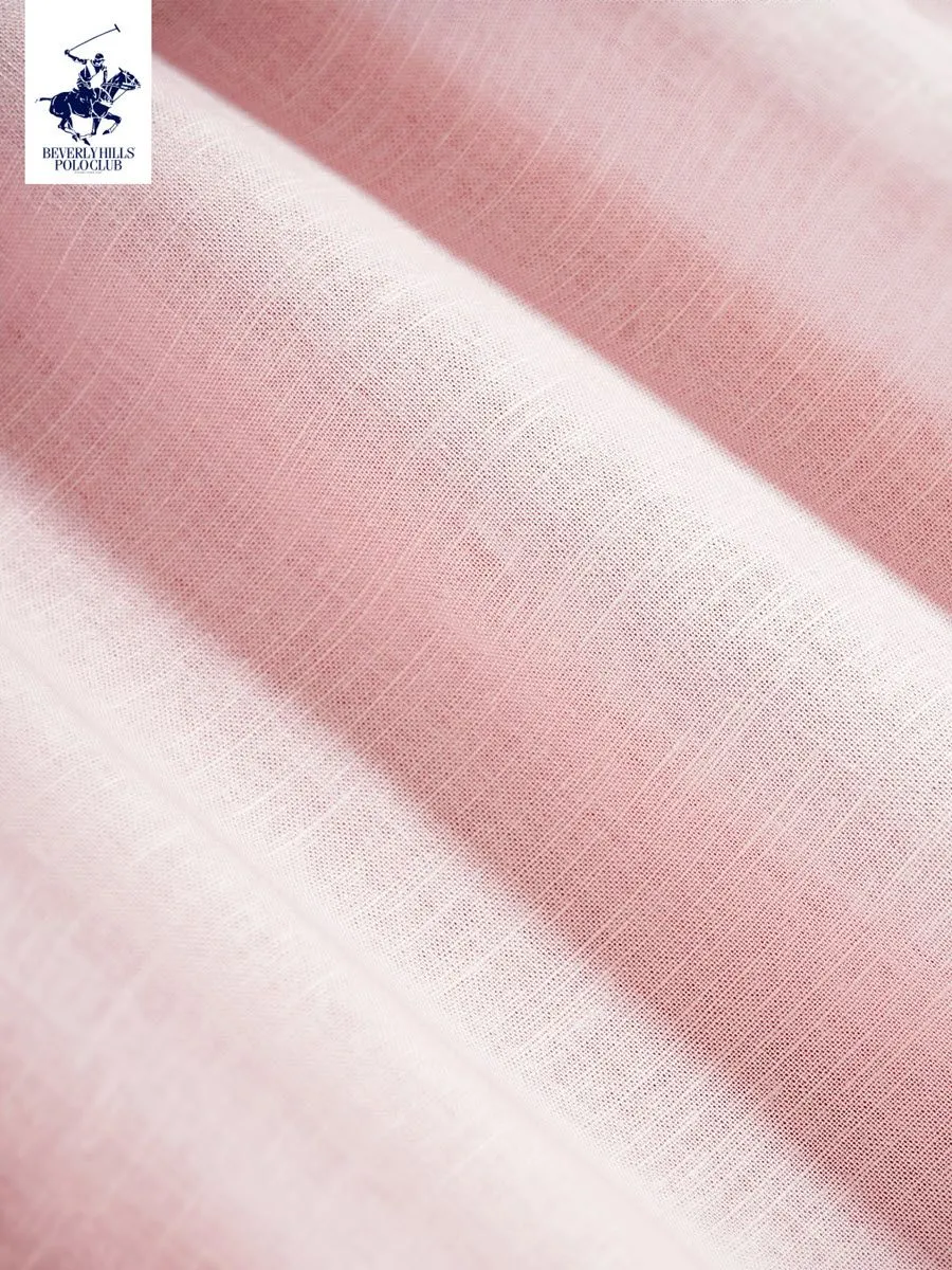 BEVERLY HILLS POLO CLUB Women Cotton Linen Relax Fit Shirt Long Sleeve, Pink Model LH1D002