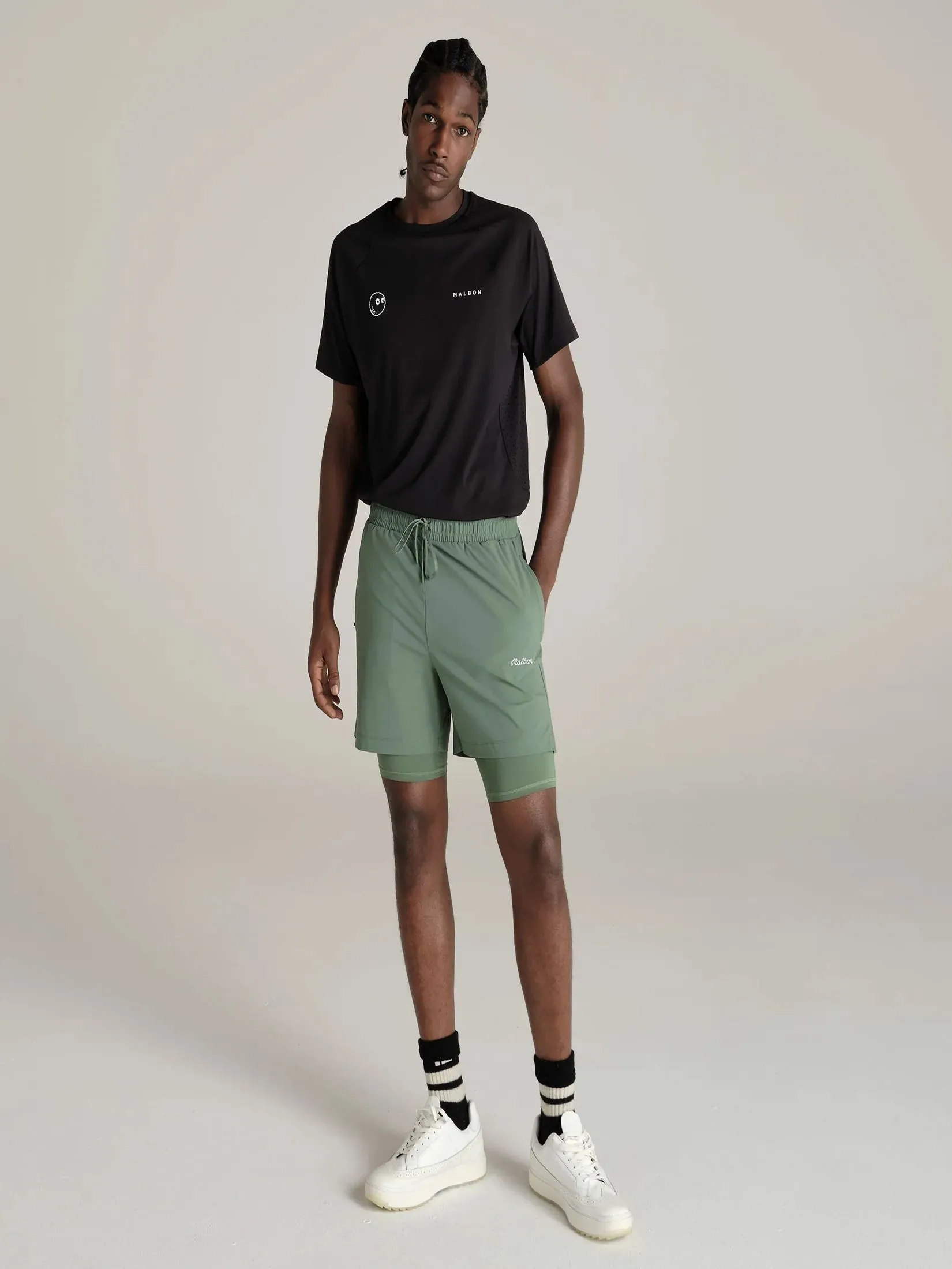 MALBON GOLF GOLF PERFORMANCE POLY TECH SHORT IN FOREST