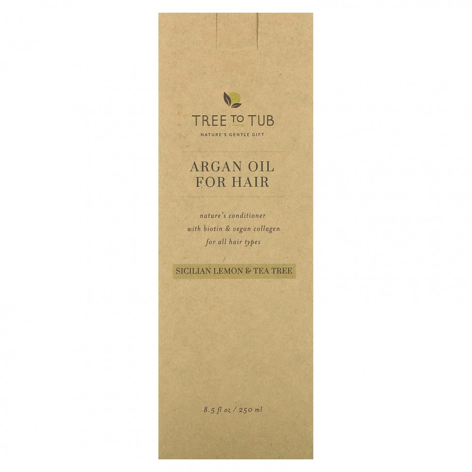 Tree To Tub, Кондиционер для волос с аргановым маслом, для всех типов волос, сицилийский лимон и чайное дерево, 250 мл (8,5 жидк. Унции)