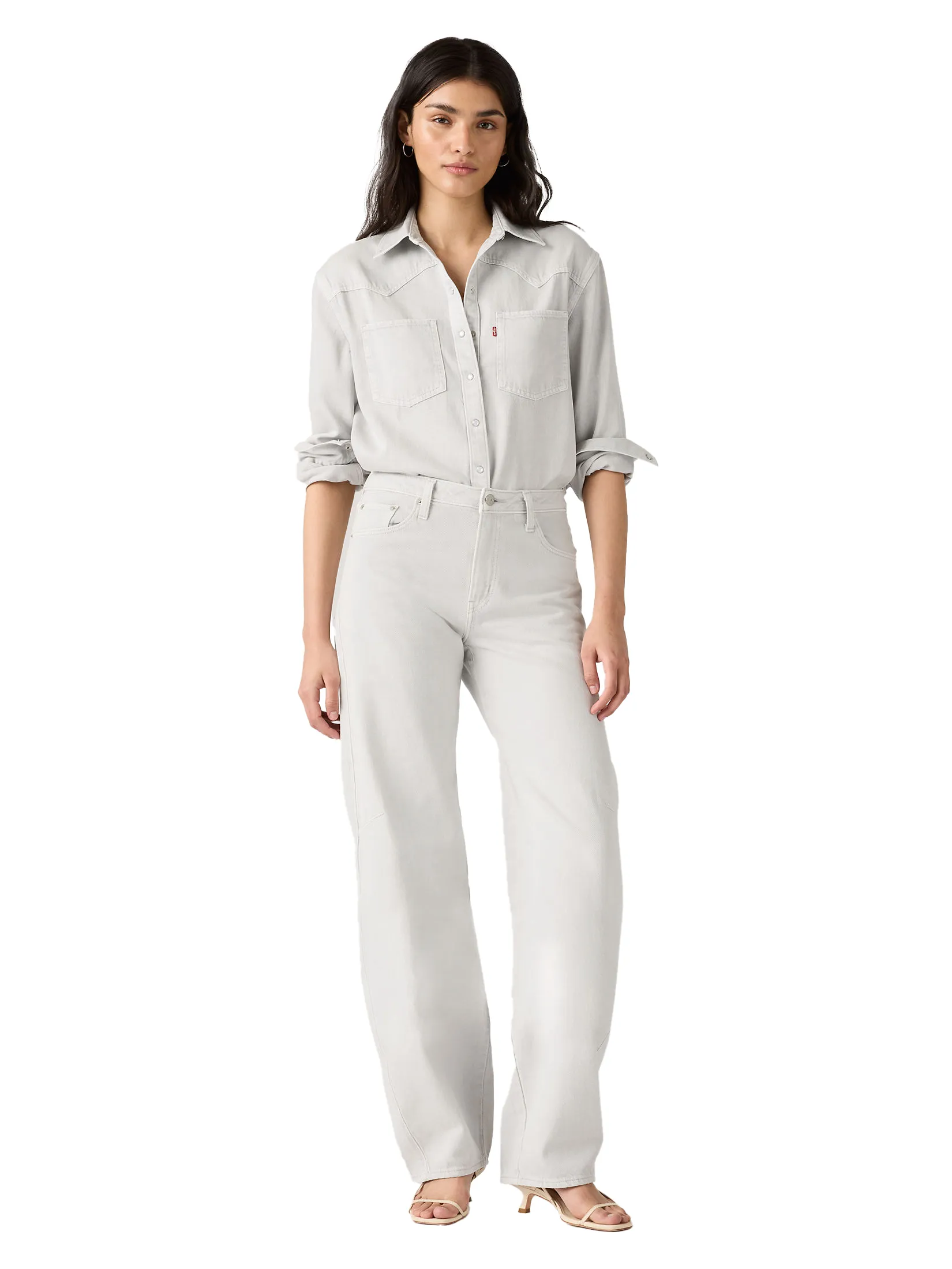 LEVI'S Women s Baggy Dad Barrel Jeans Grey Size - 24 In