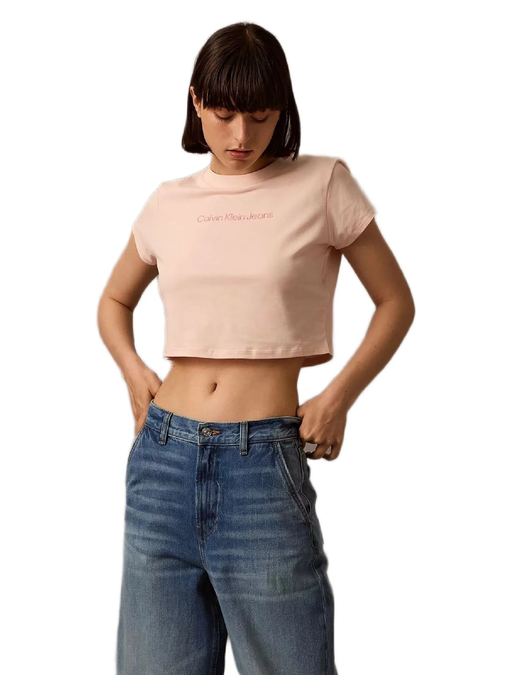 CALVIN KLEIN Women's Baby Short Sleeve T-Shirt Pink