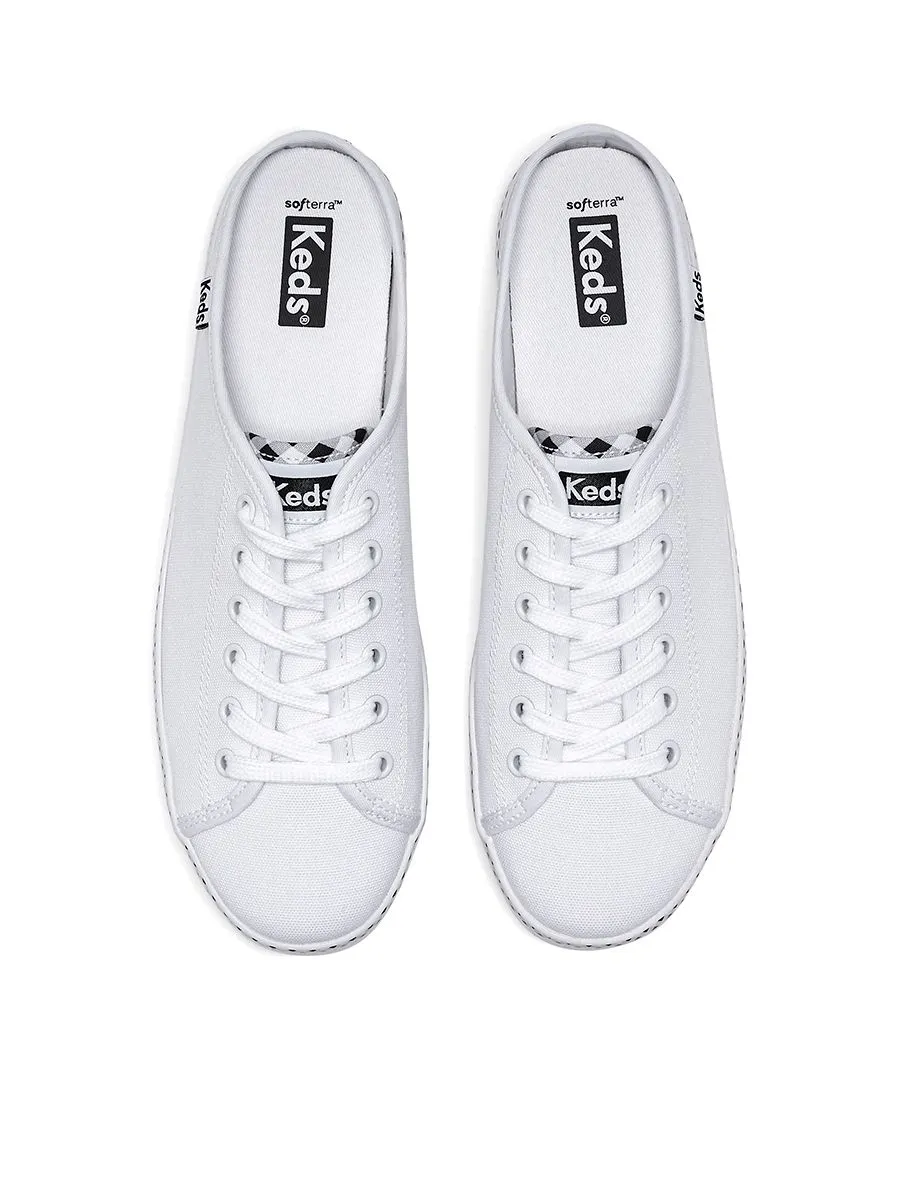 KEDS Women Kickstart Mule Canvas Gingham Pipin White