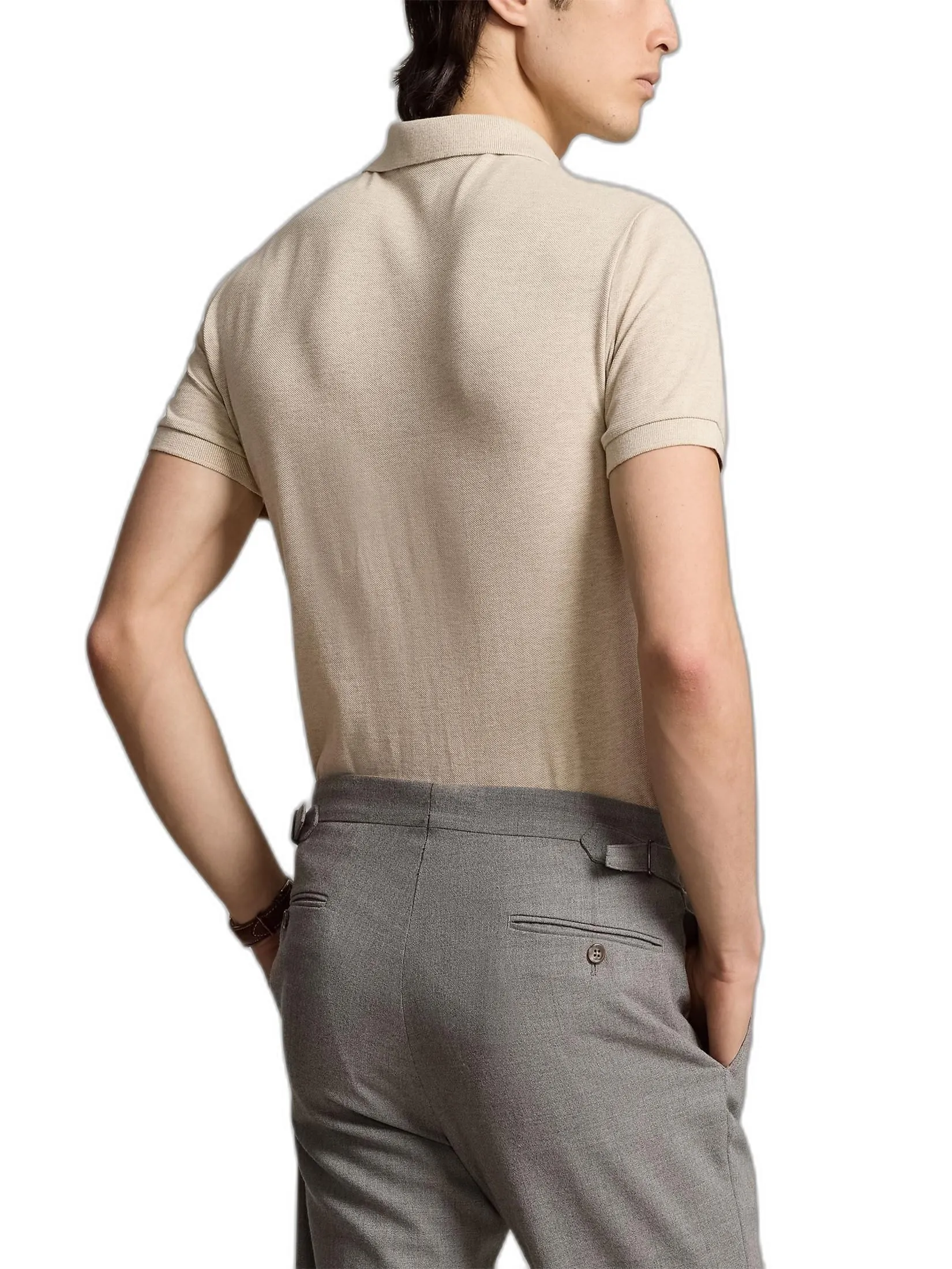 POLO RALPH LAUREN Men Polo-Custom Slim Fit Mesh Polo Shirt MNPOKNI1N822557-Grey