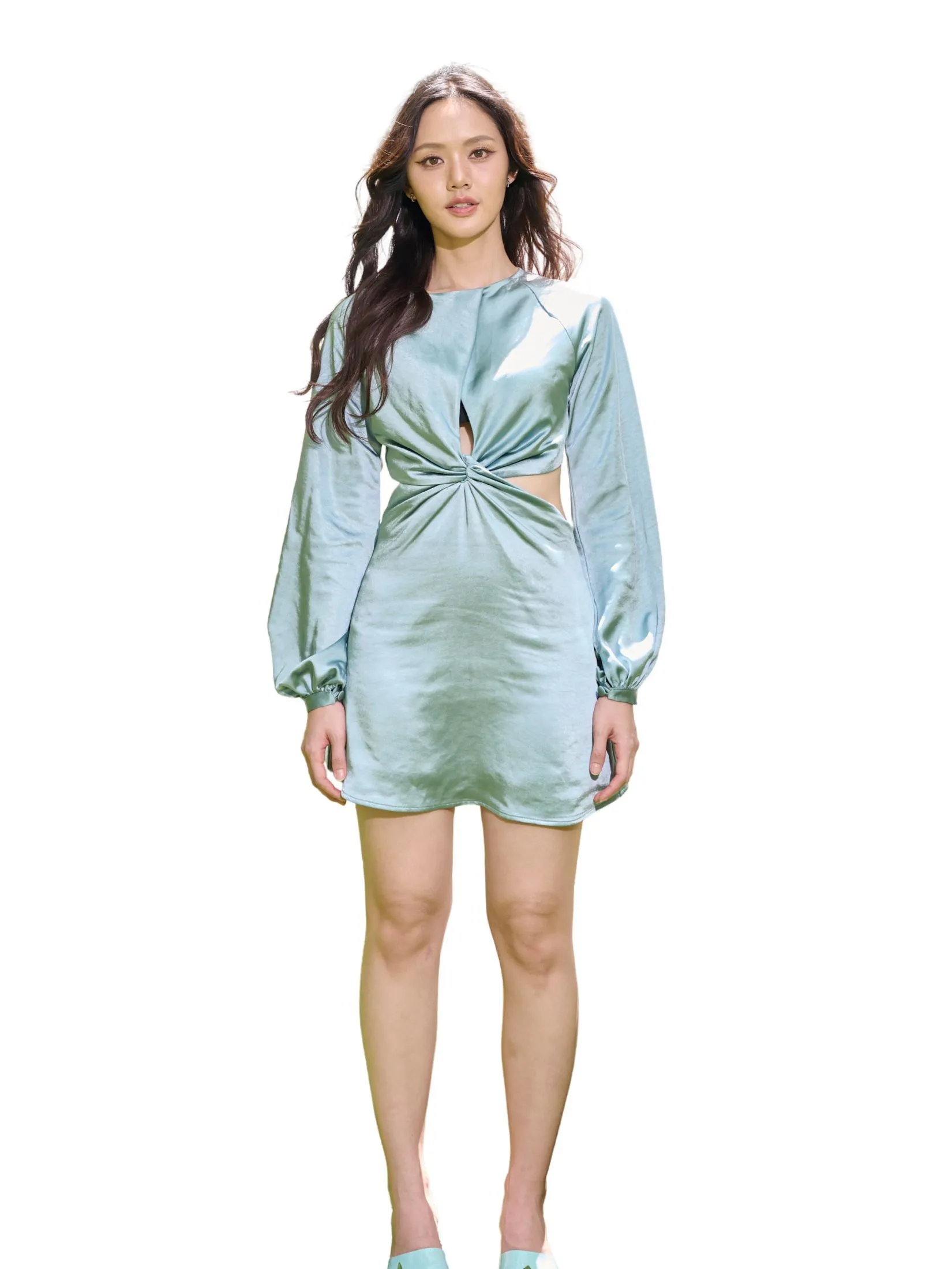 ROSE THE LABEL Women's mini dress, Suri Dress model, in turquoise