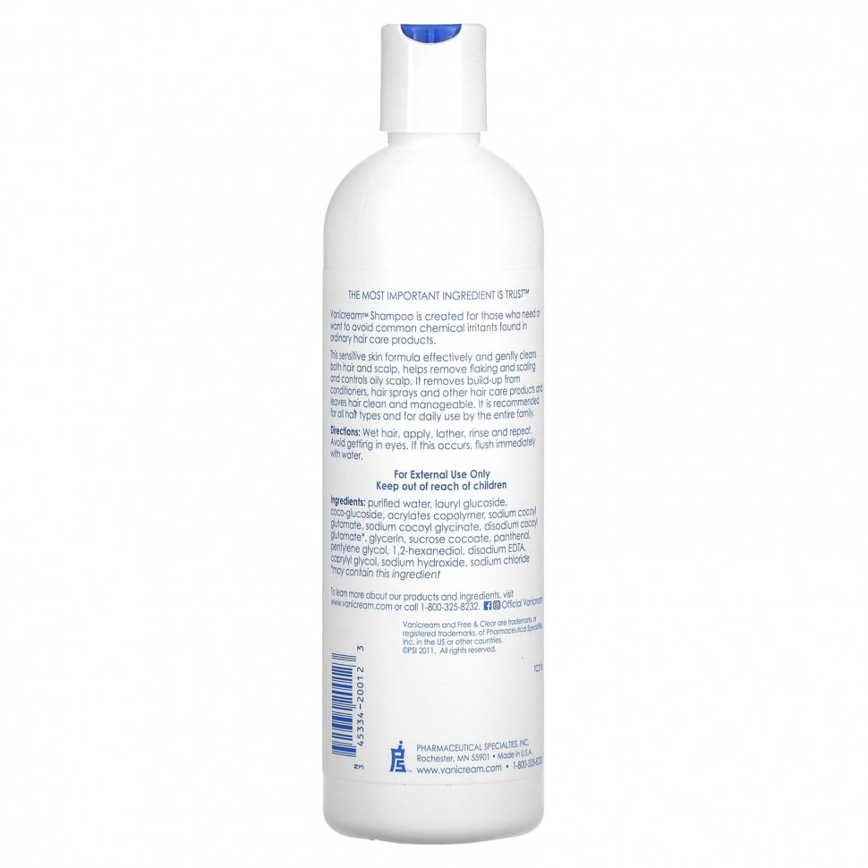 Vanicream, Shampoo For Sensitive Skin, 12 fl oz (355 ml)