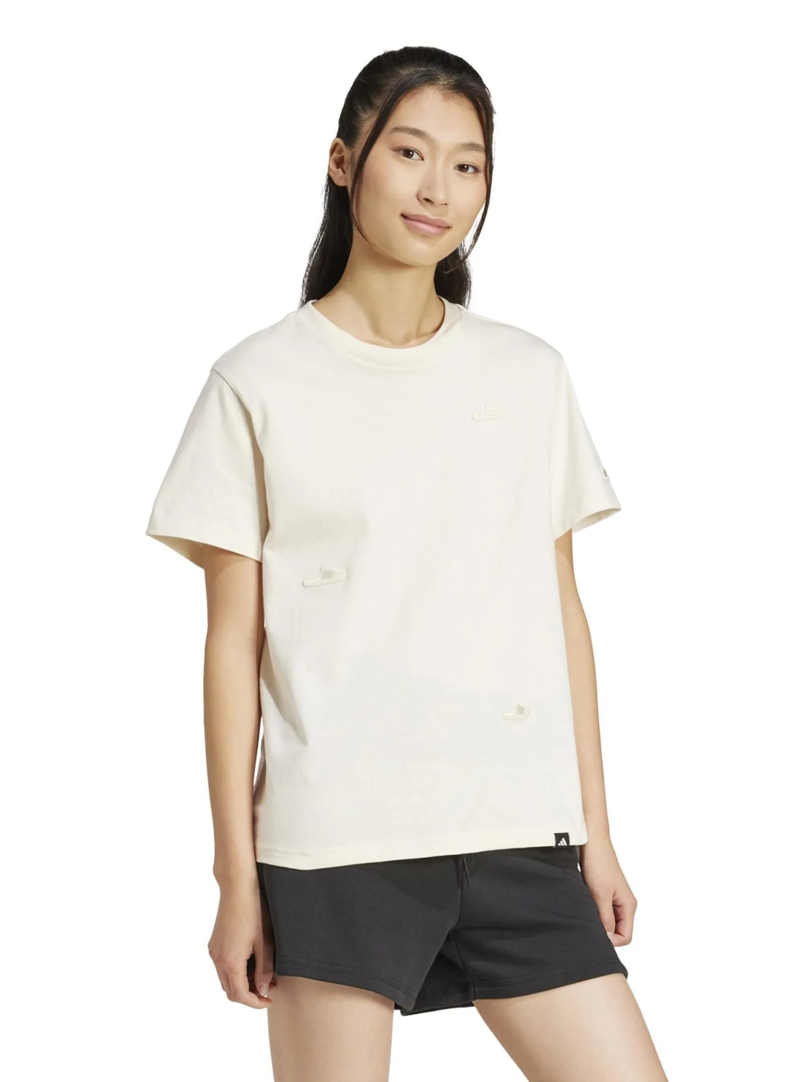 ADIDAS Women T-Shirt Lounge Slide Graphic Wonder White