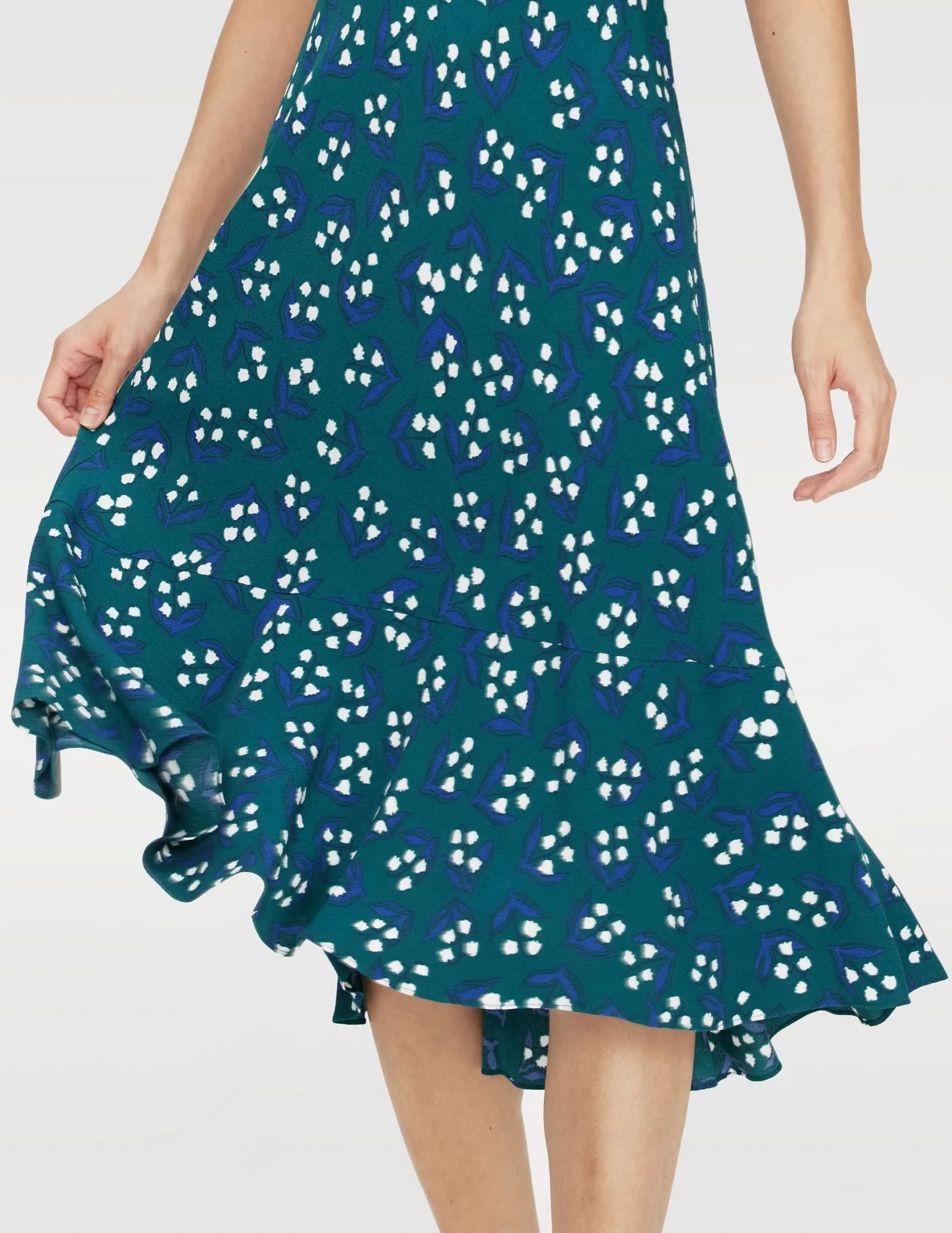DIANE VON FURSTENBERG DVF CECELIA DRESS LILY OF THE VLY LG SEA GLASS