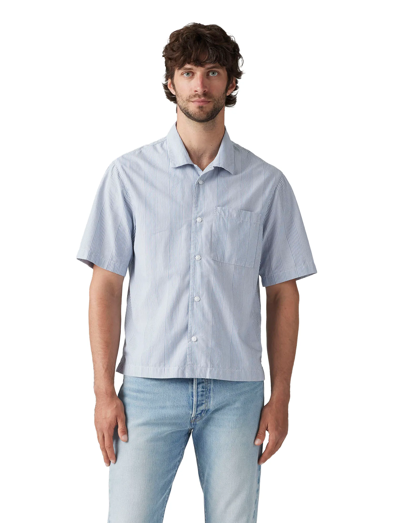 LEVI'S Men's Short-Sleeve Townes Boxy Shirt Blue