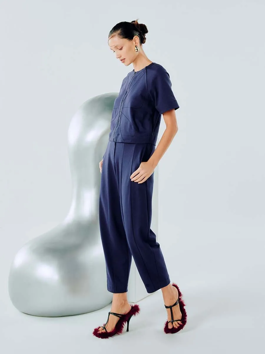 SHAKA Woman Pants Elasticated Waistband Tapered Navy