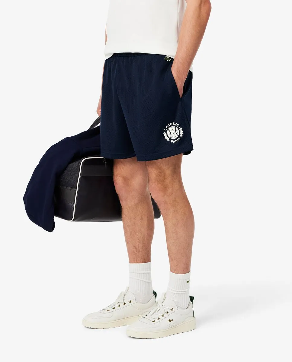 LACOSTE Graphic Mesh Shorts Blue