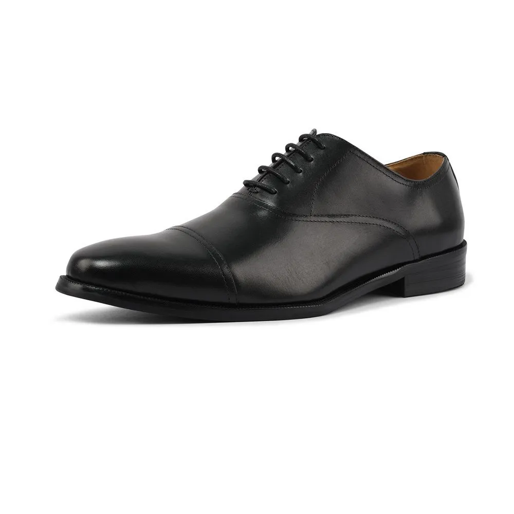 SIRENA Black Leather Court Shoes Rounded Toe High Heel 1.5 inch David