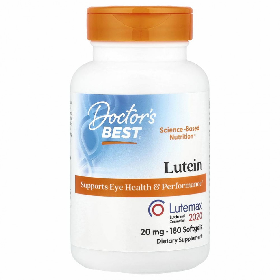 Doctor's Best, лютеин с Lutemax 2020, 20 мг, 180 капсул