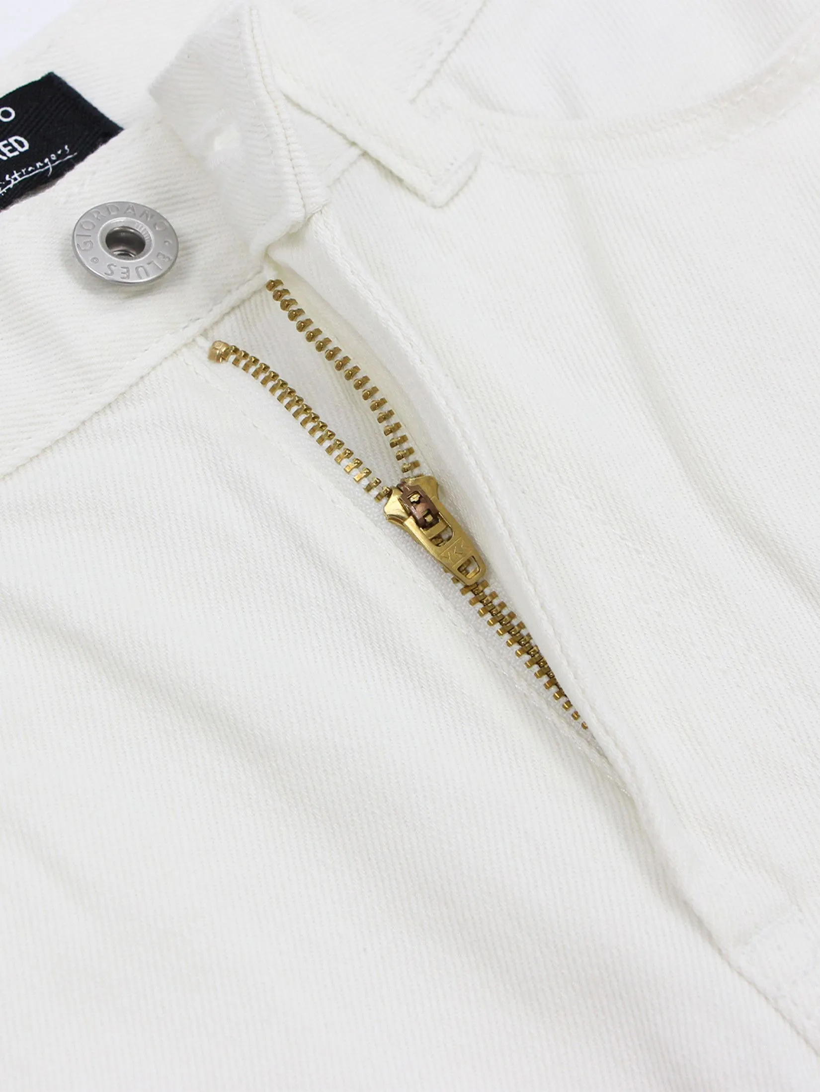 GIORDANO Men's Relaxed Denim Jeans (180° Elastic Waist) White Denim