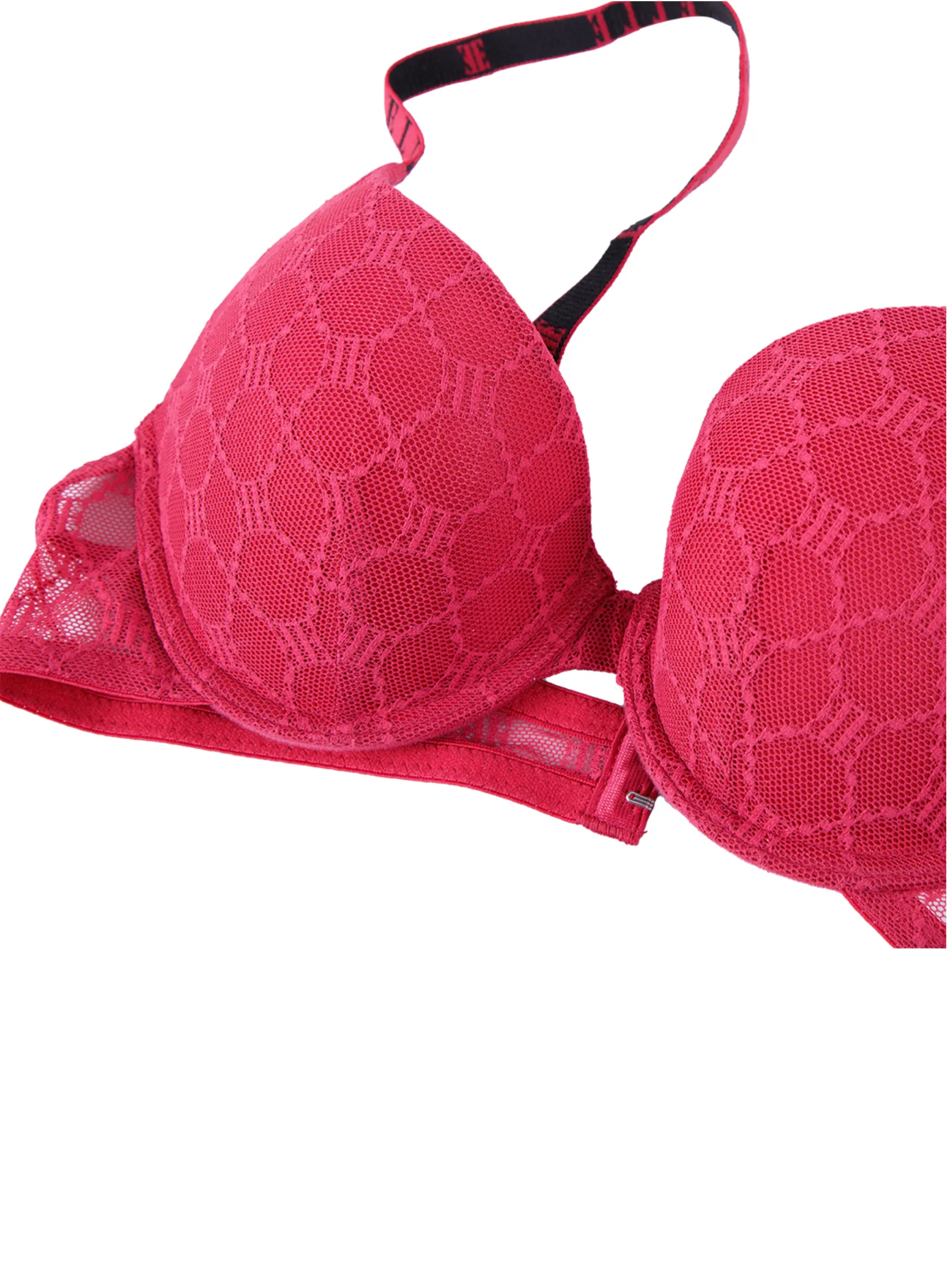 ELLE LINGERIE Women's Moulded Bra lace bra with underwire 3/4 Cup LB8603 - RASPBERRY