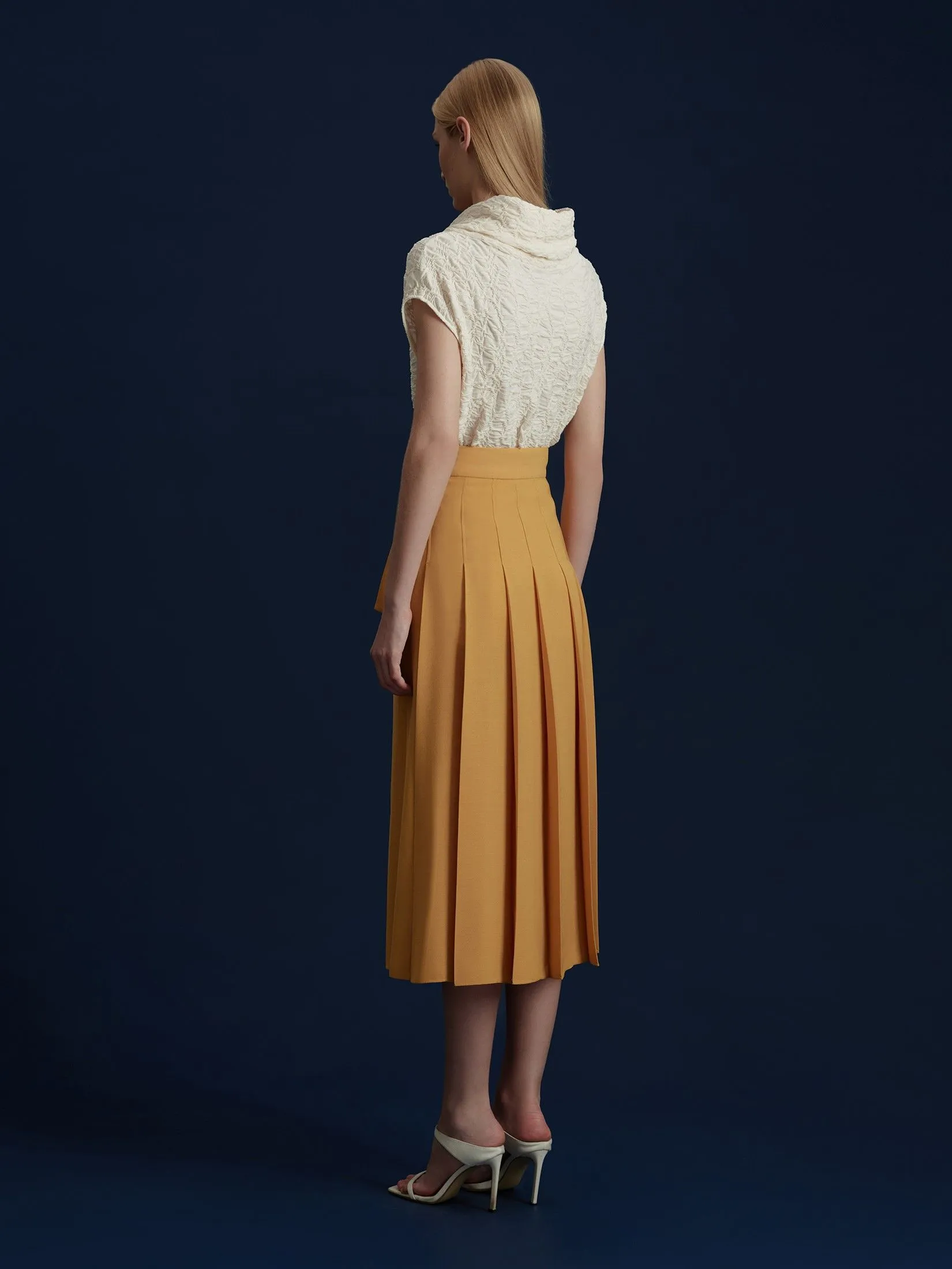 ASAVA (AW24) Laurel Pleated Women Midi Skirt Yellow