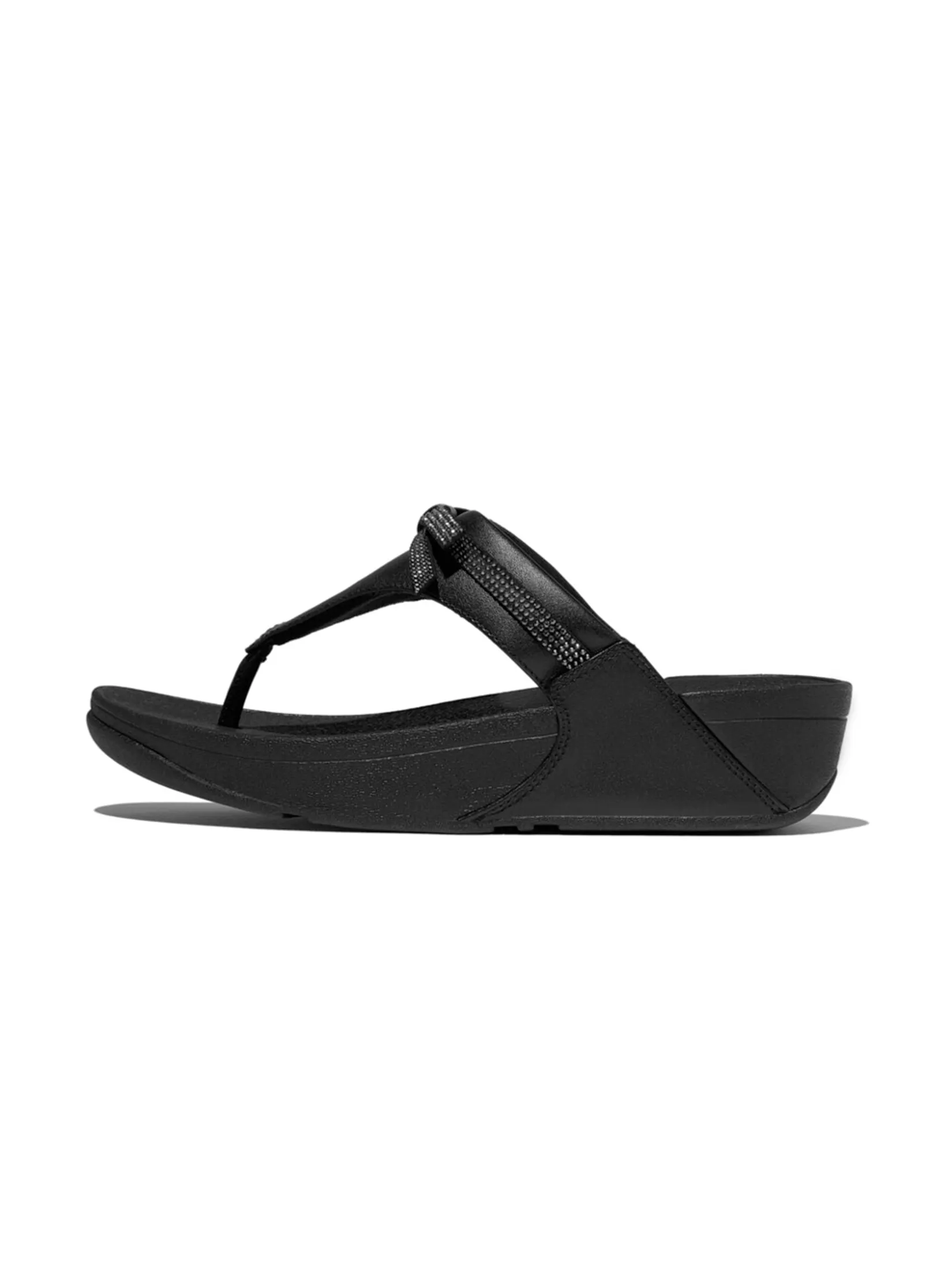 FitFlop™ WOMEN S LULU GLITZ-BOW LEATHER T/P BLACK