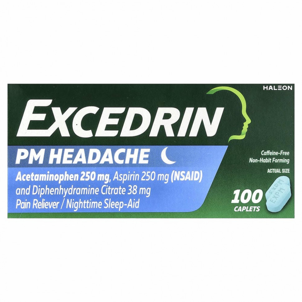 Excedrin, PM Headache, 100 капсул