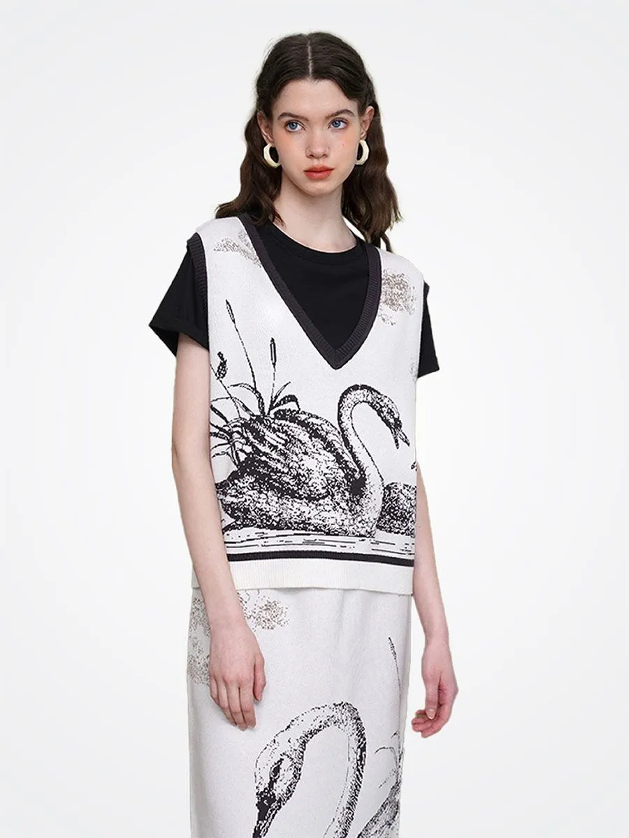 CAMOOONI Women Swan Princess Attire Skirt White