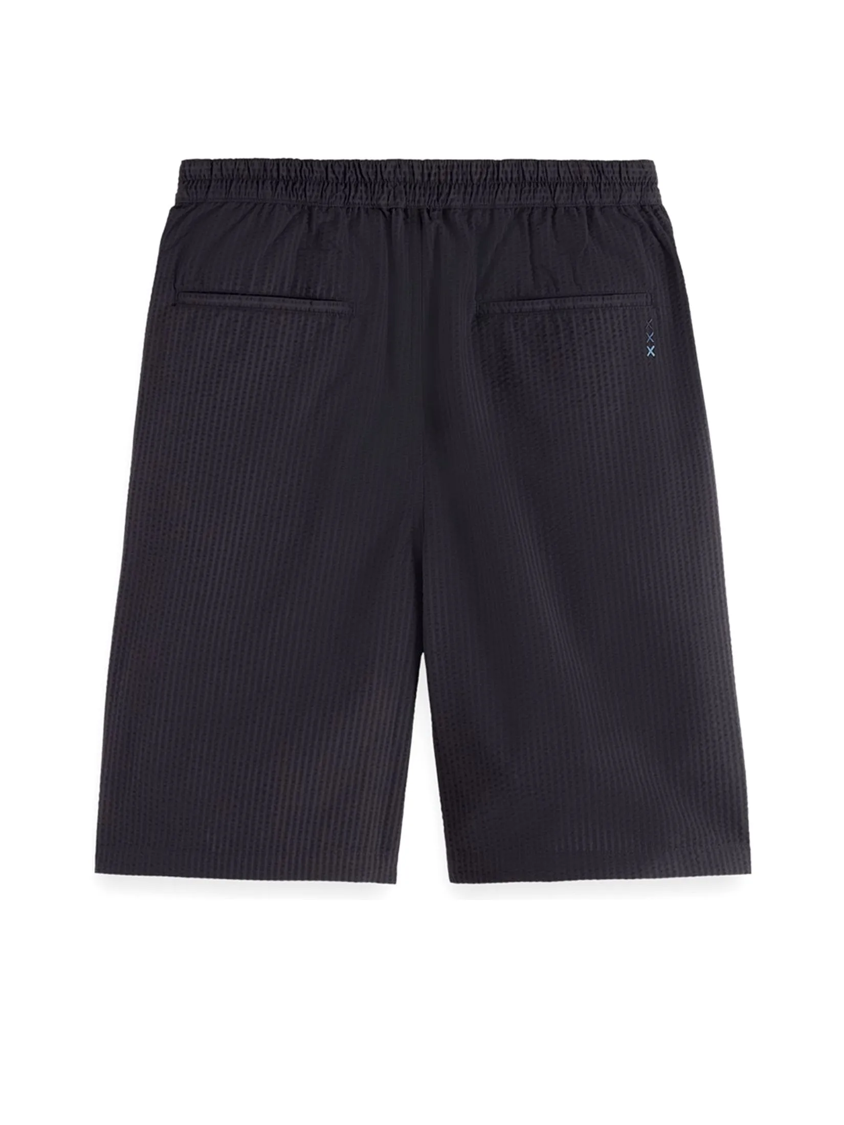 SCOTCH&SODA Men Bermuda Short Loose Fit Pleated Seersucker Washed Black