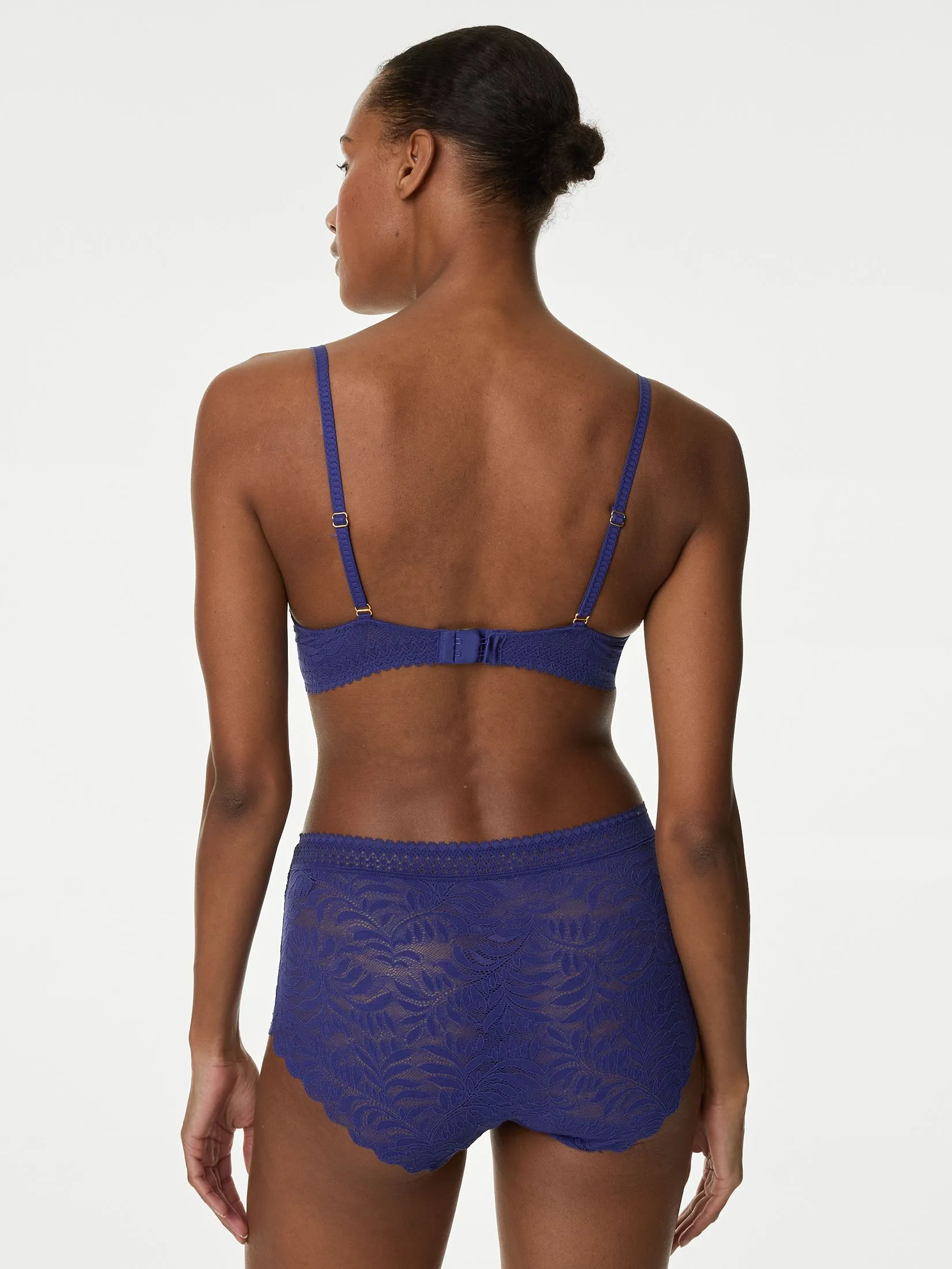 MARKS & SPENCER Women Shorts Flexifit Lace High Rise 3pk Navy