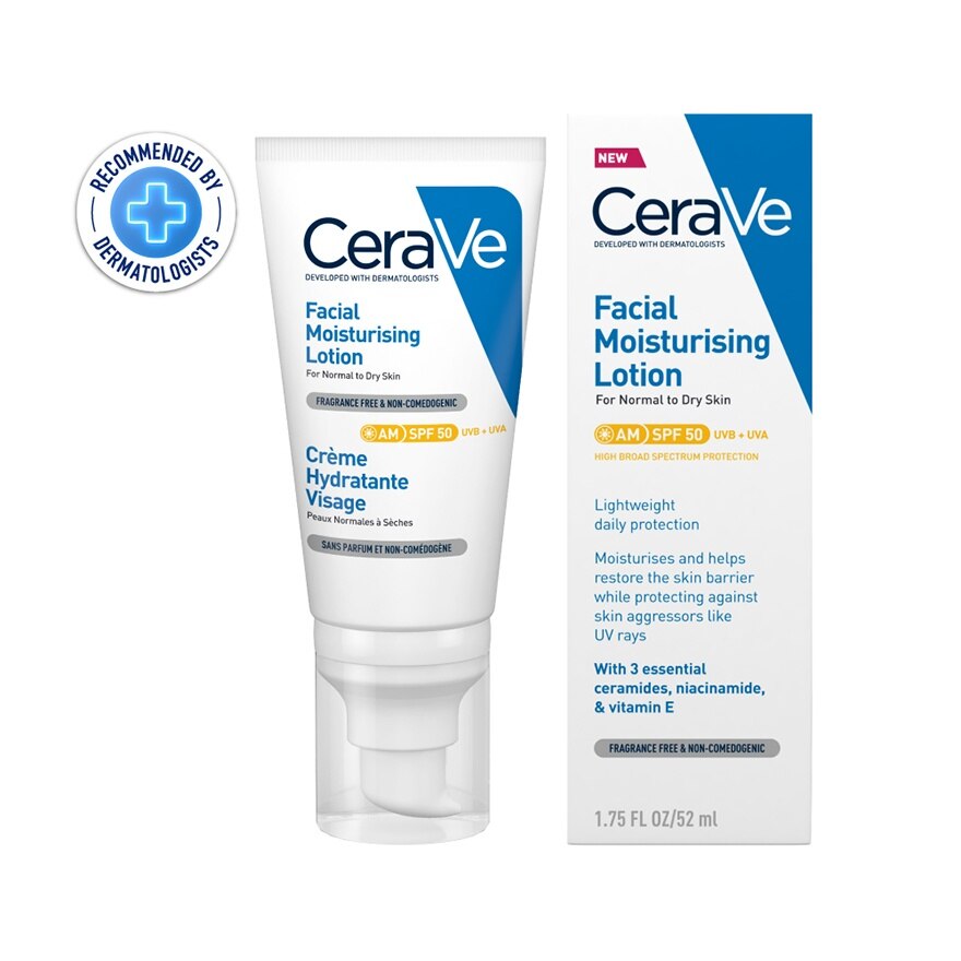 Cerave Facial Moisturising Lotion SPF50 (AM) 52 ml. (Normal to Dry skin)