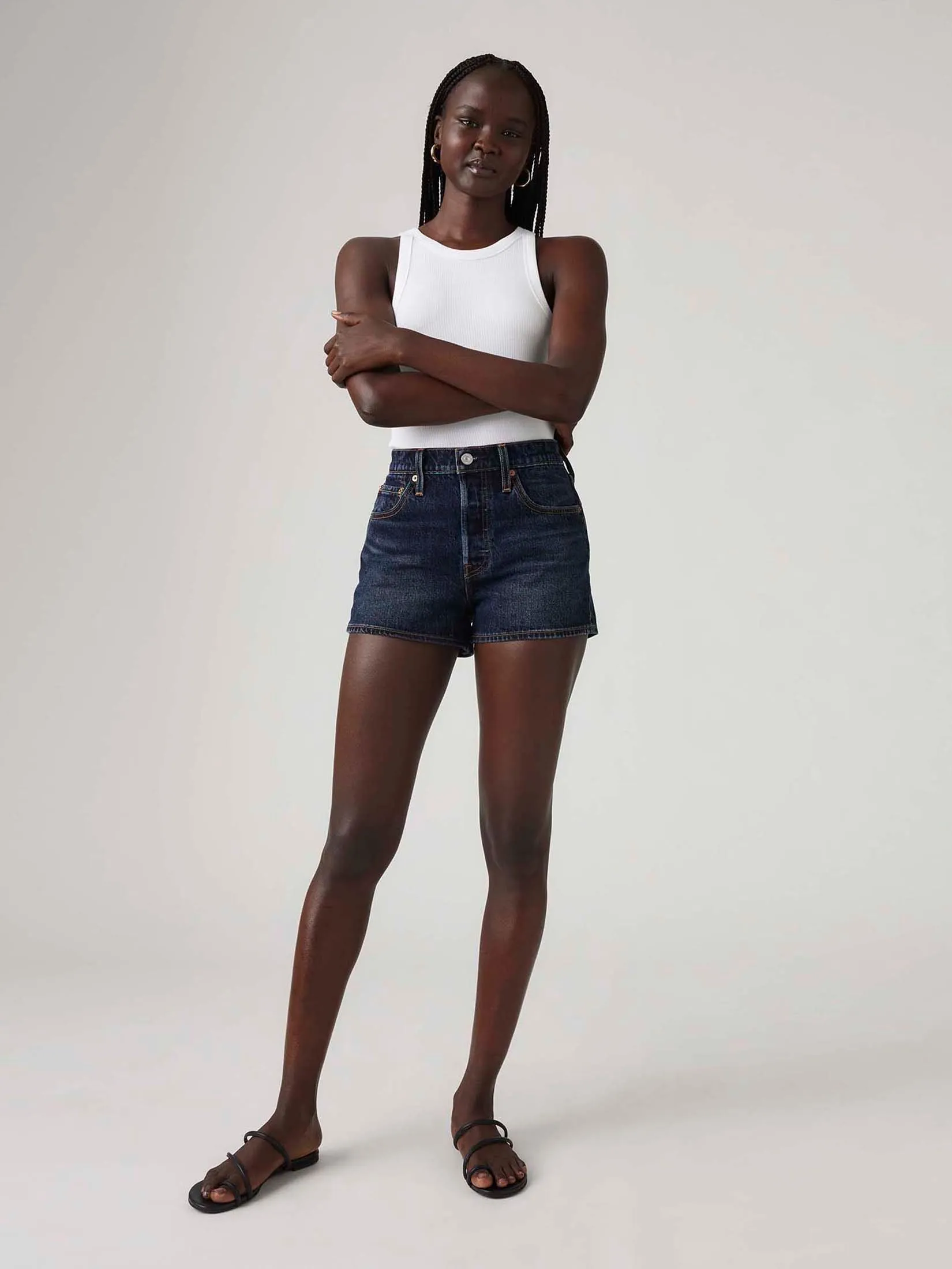 LEVI'S Women's 501® Original Mid-Thigh Shorts Dark Blue