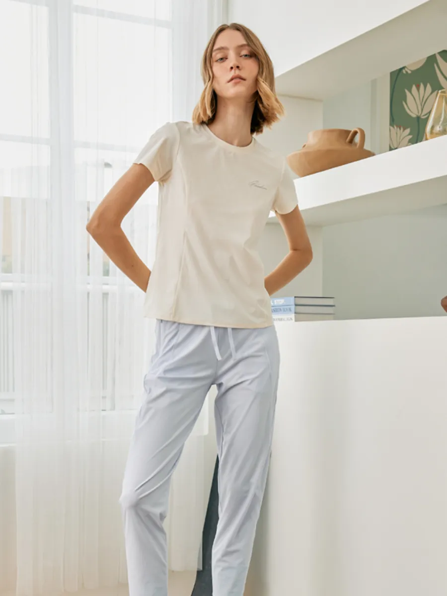 GIORDANO Women's Comfort Warped Knitted Tee (G-Motion) Halogen Blue