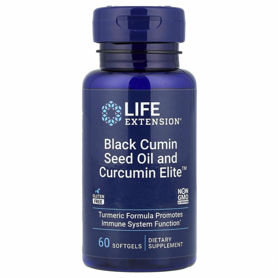 Life Extension, масло из семян черного тмина с Curcumin Elite, 60 капсул