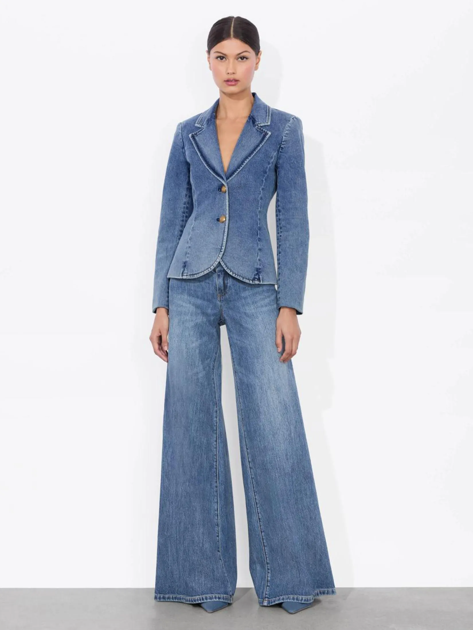 ALICE AND OLIVIA Women Blazer Sculpted Iana Denim Blue